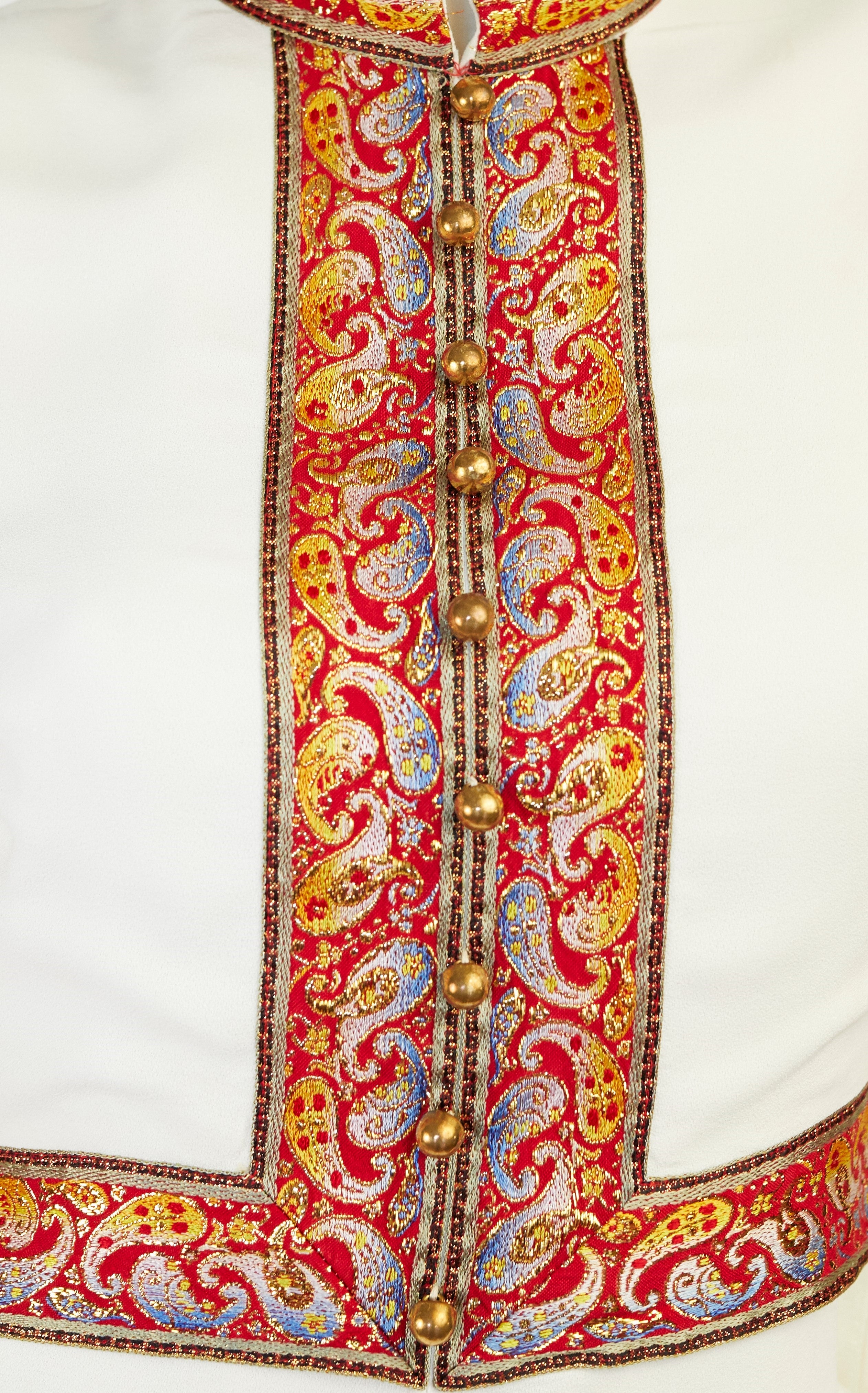 1960s Metallic Paisley & White Crepe Outfit