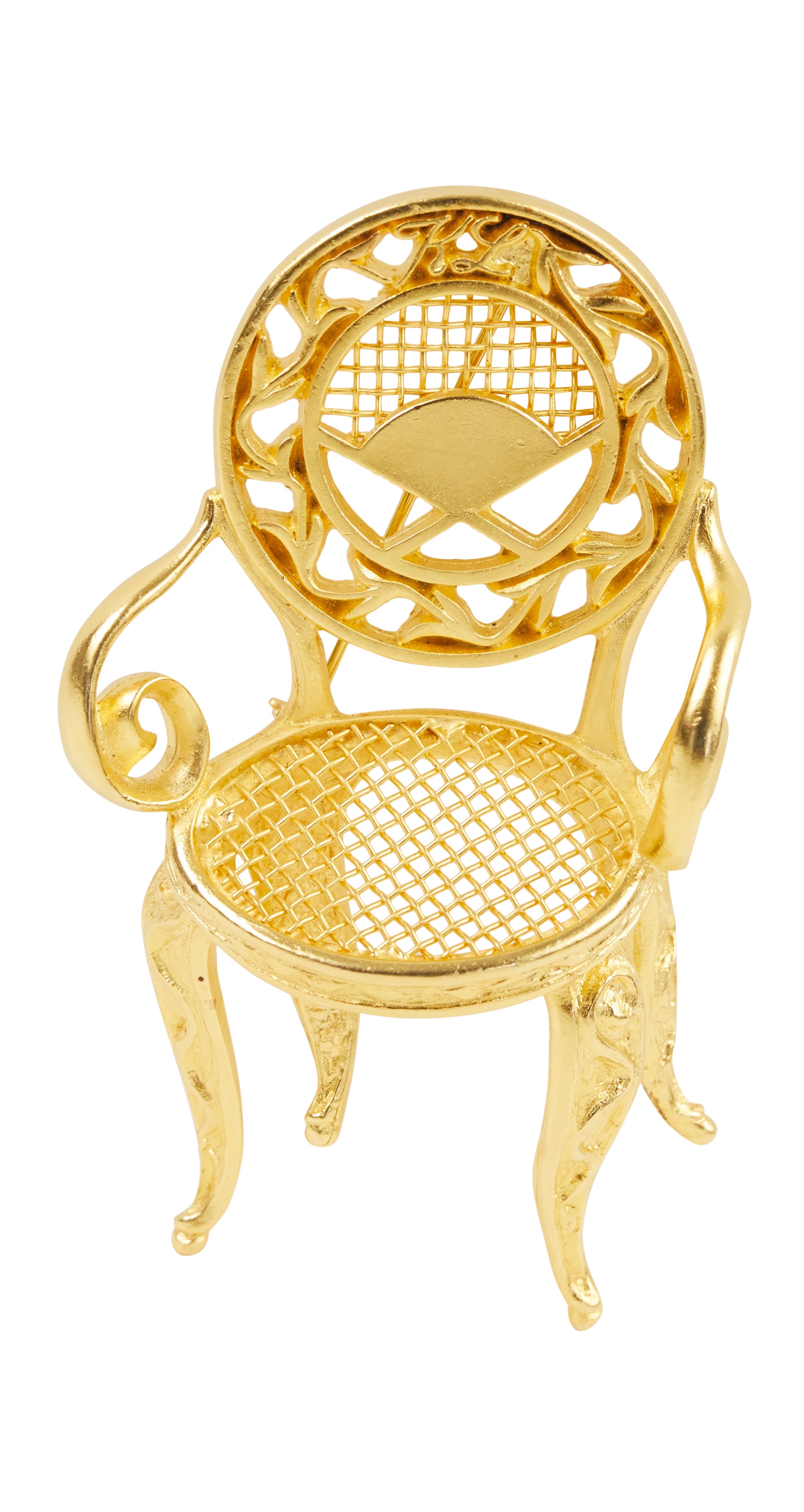 1980s Rococo Louis XV Gold Chair Brooch