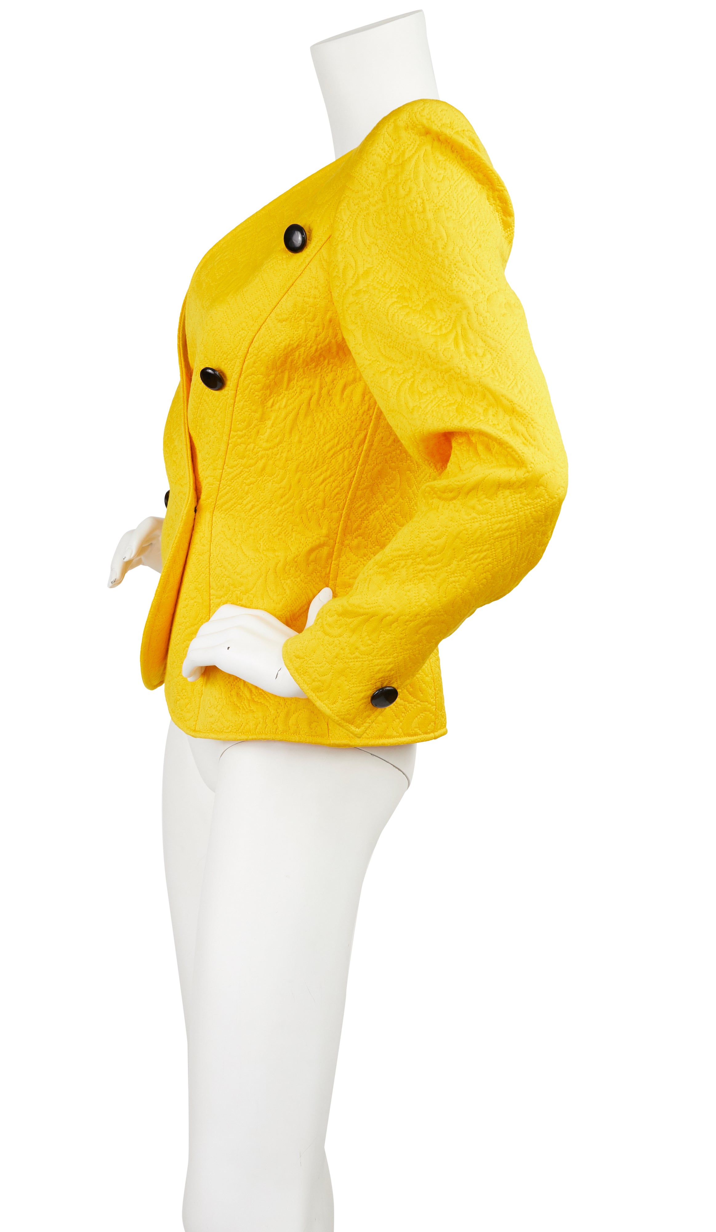 1980s Yellow Quilted Cotton Double-Breasted Blazer