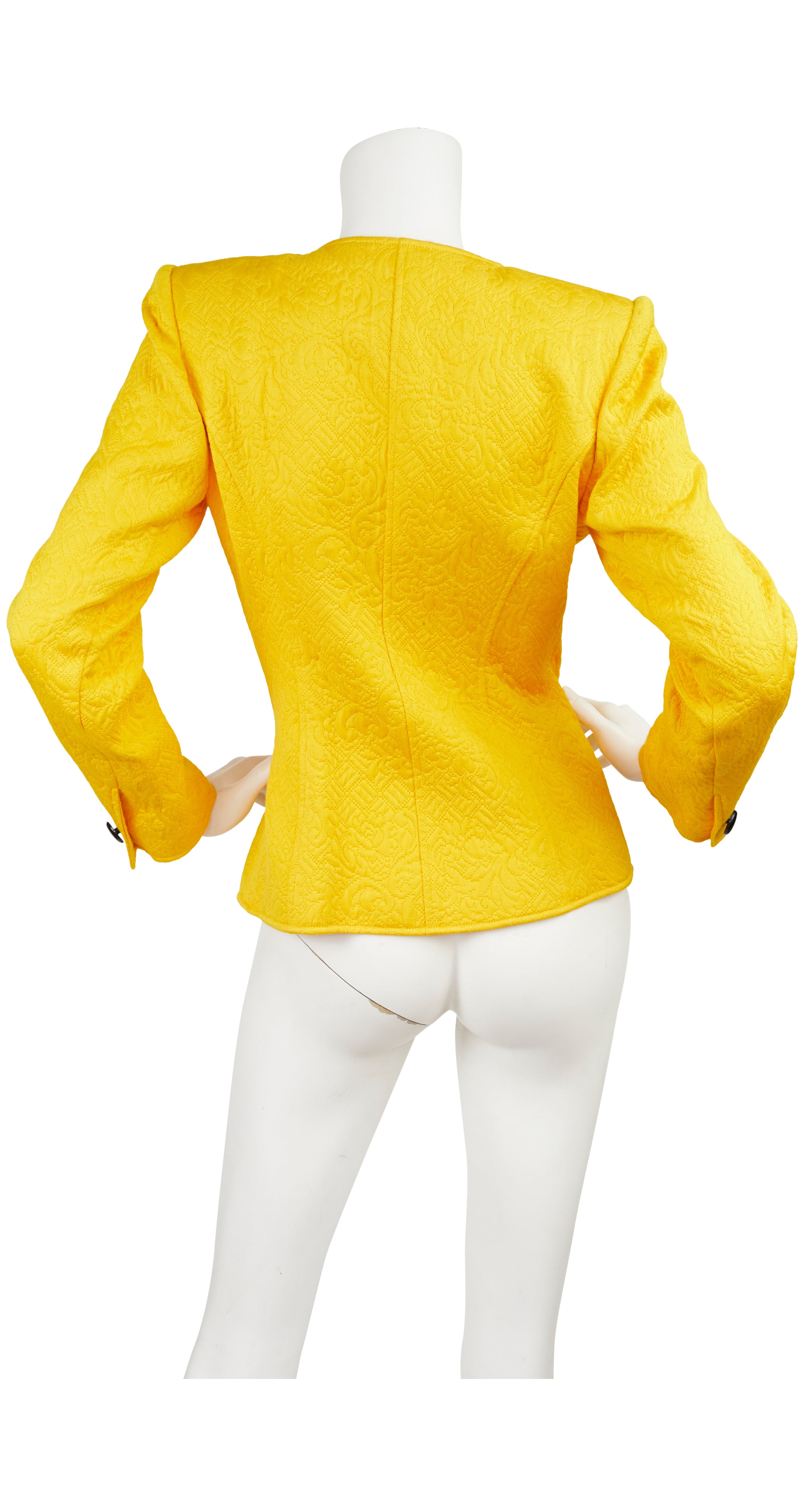 1980s Yellow Quilted Cotton Double-Breasted Blazer