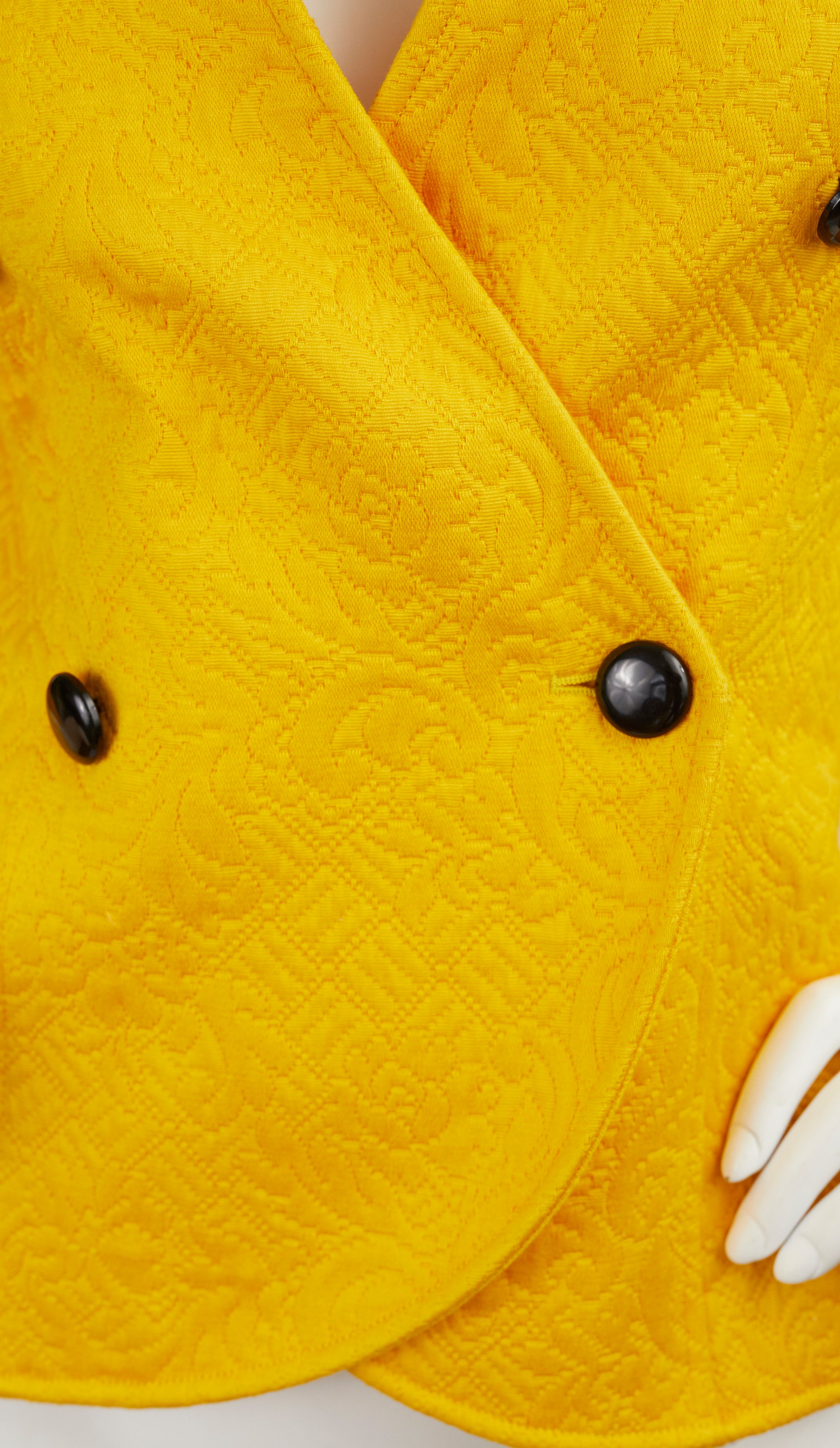 1980s Yellow Quilted Cotton Double-Breasted Blazer