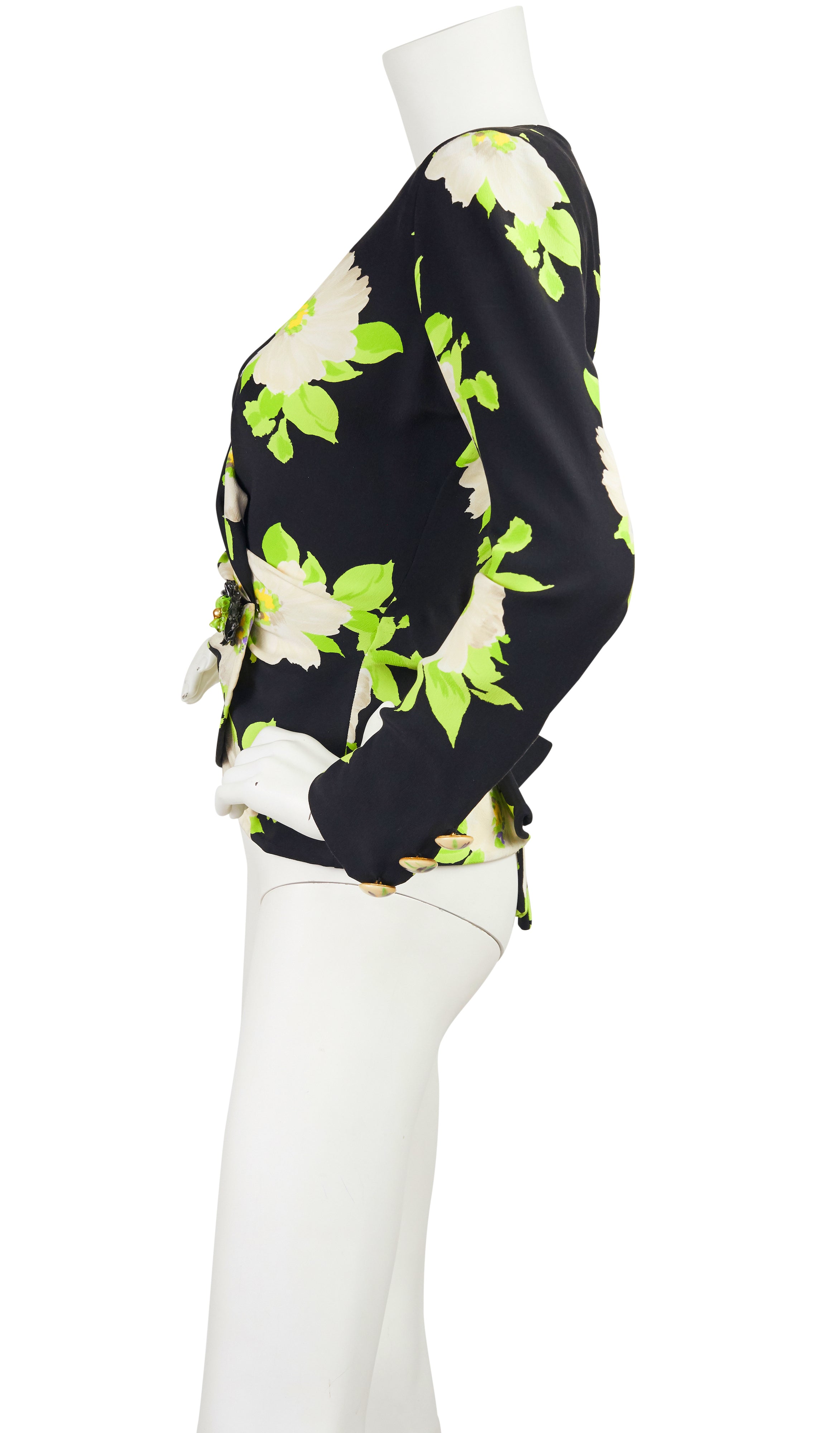 1997 S/S Floral Crêpe de Chine Wrap Blouse