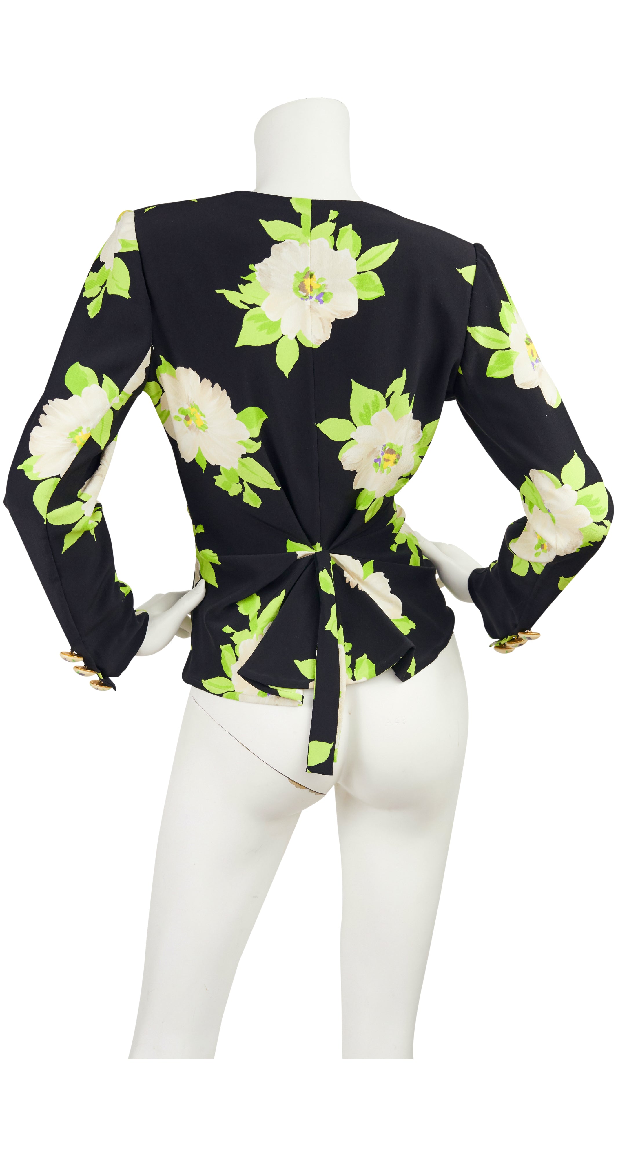 1997 S/S Floral Crêpe de Chine Wrap Blouse