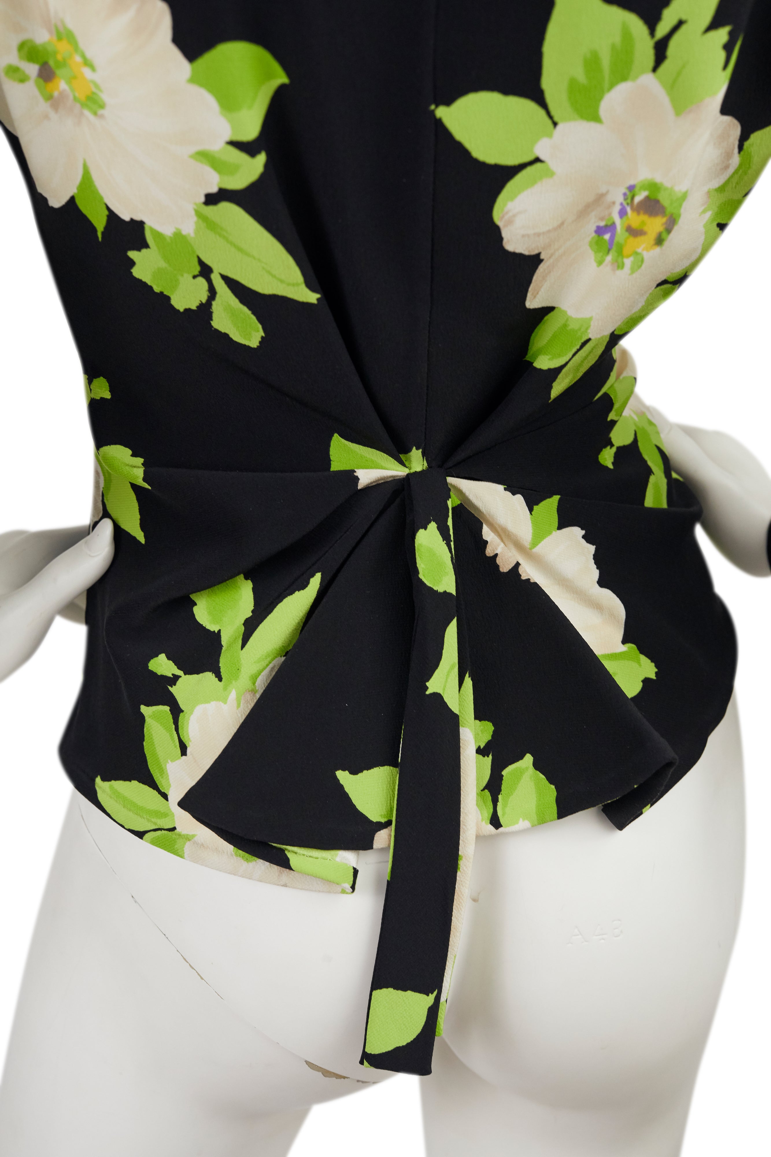 1997 S/S Floral Crêpe de Chine Wrap Blouse