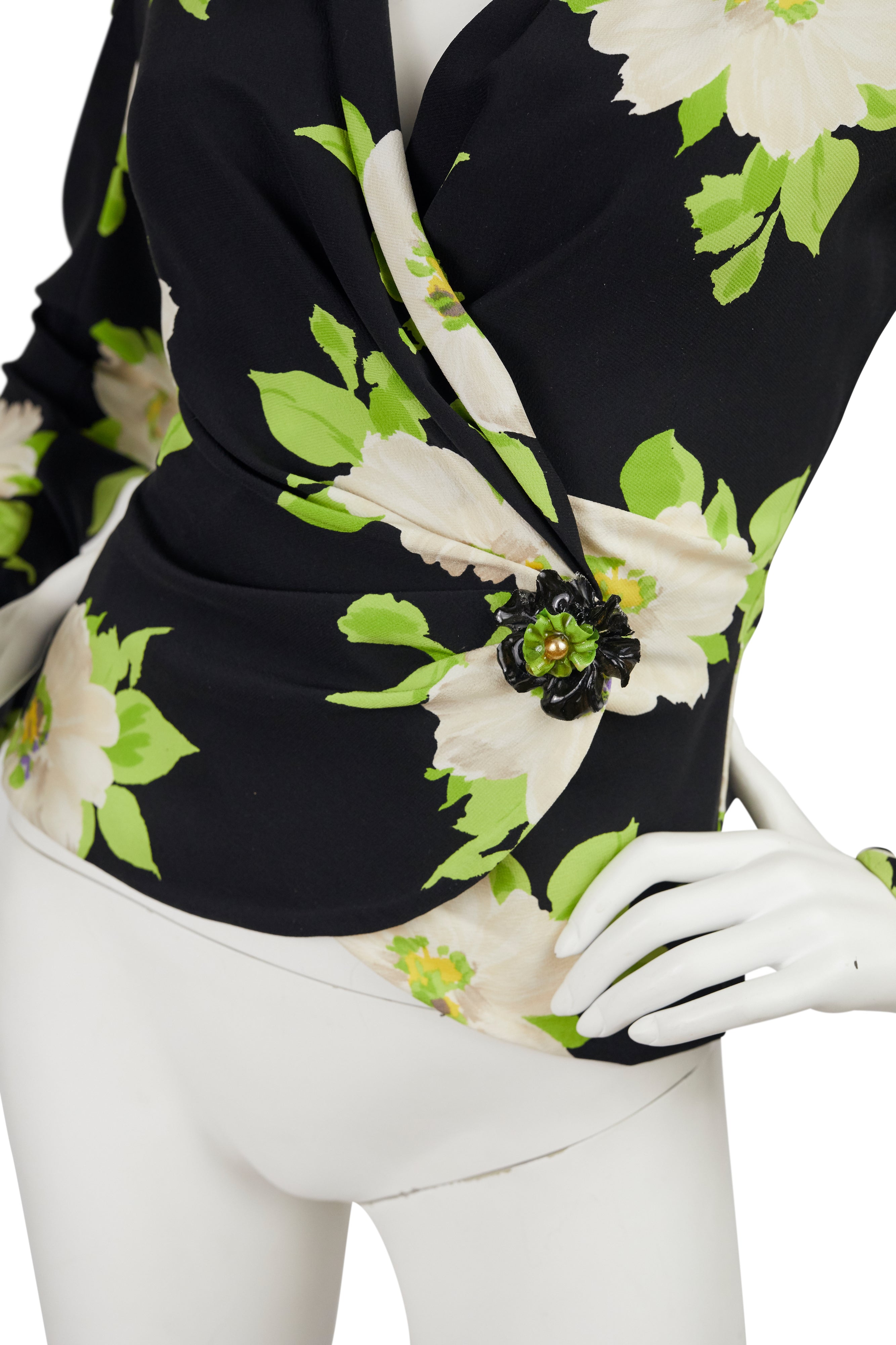 1997 S/S Floral Crêpe de Chine Wrap Blouse
