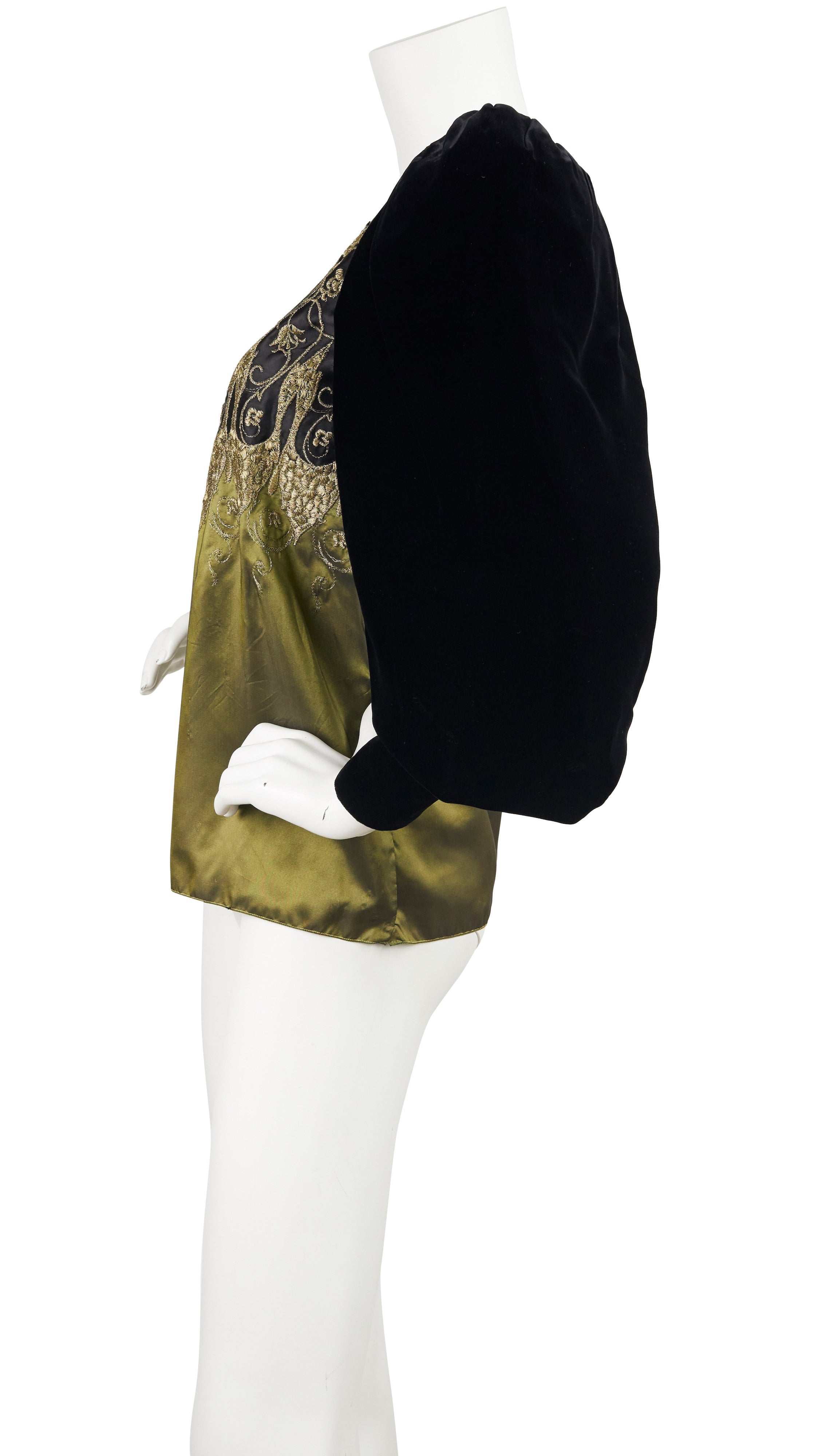 1981 Documented Velvet & Silk Taffeta Gold Threaded Blouse