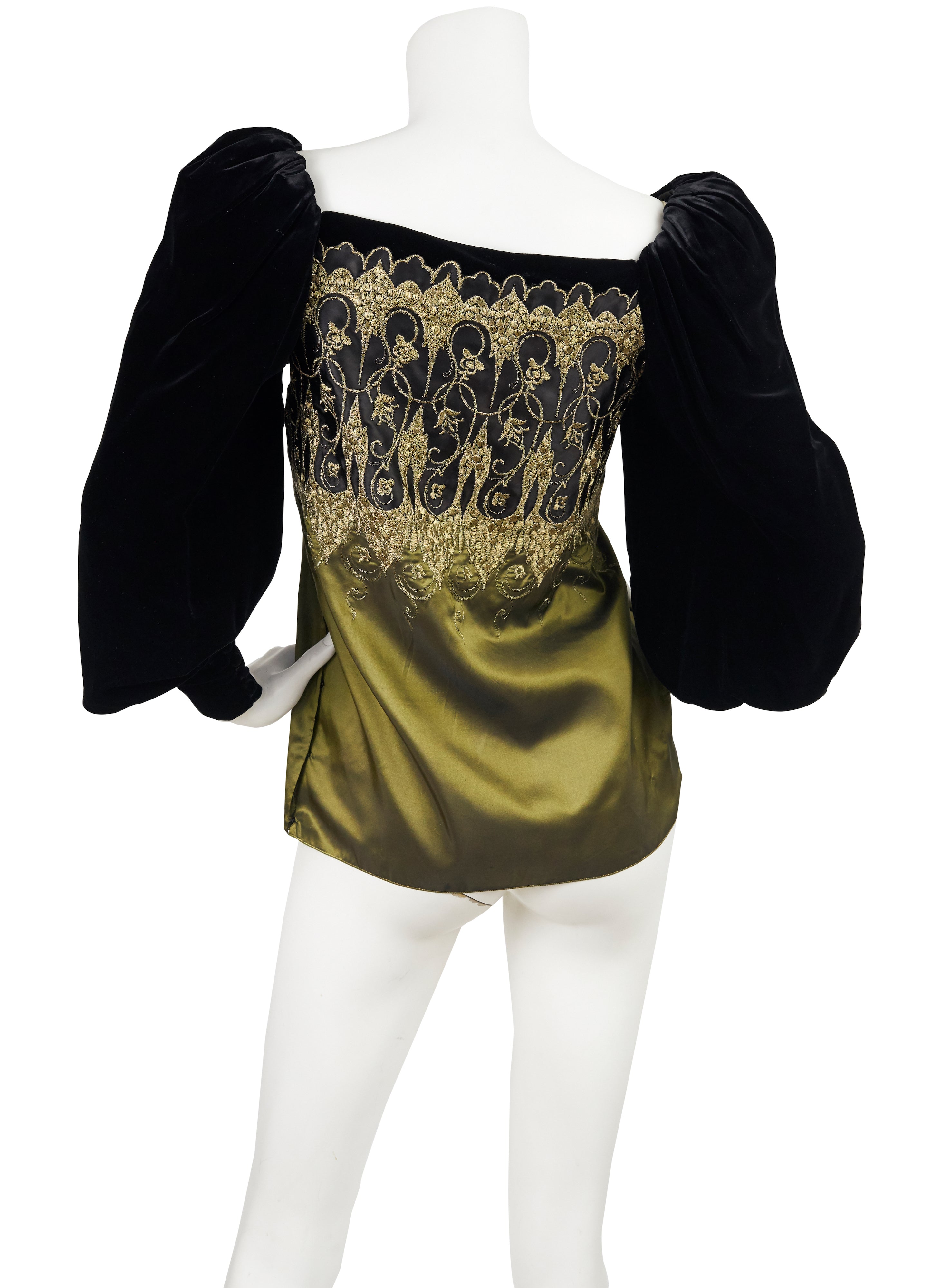 1981 Documented Velvet & Silk Taffeta Gold Threaded Blouse