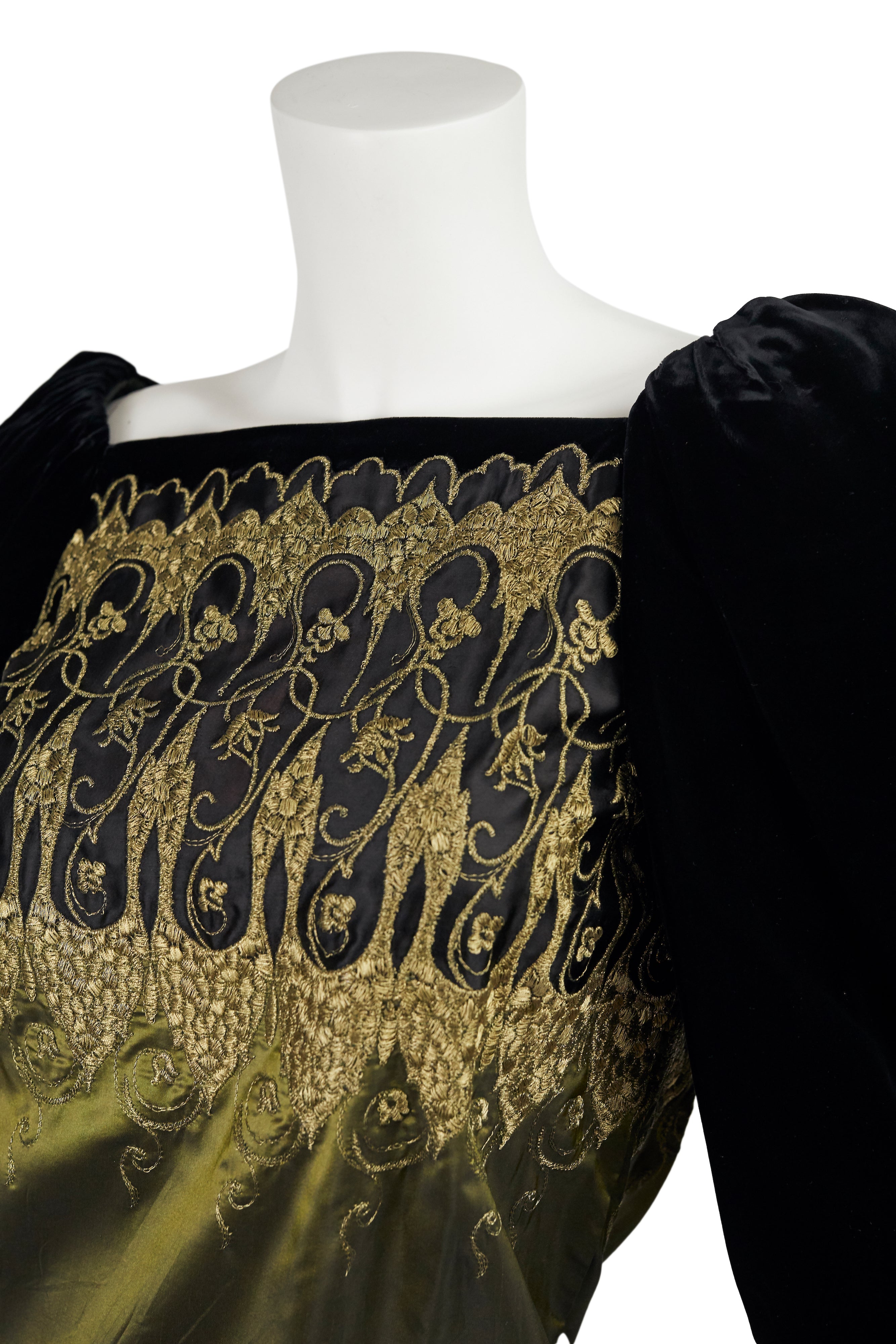 1981 Documented Velvet & Silk Taffeta Gold Threaded Blouse