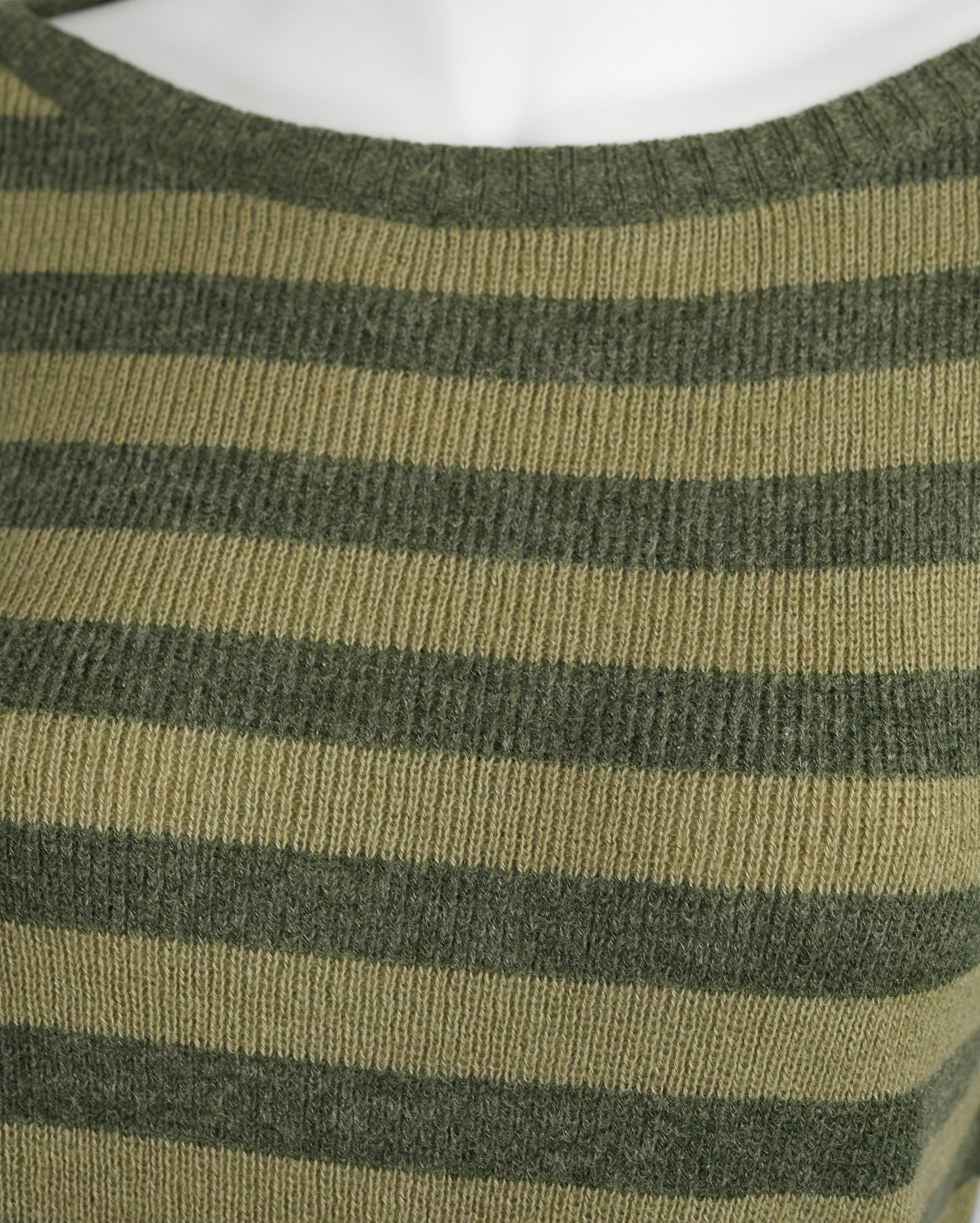 1970s Olive Green Striped Wool Knit Sweater