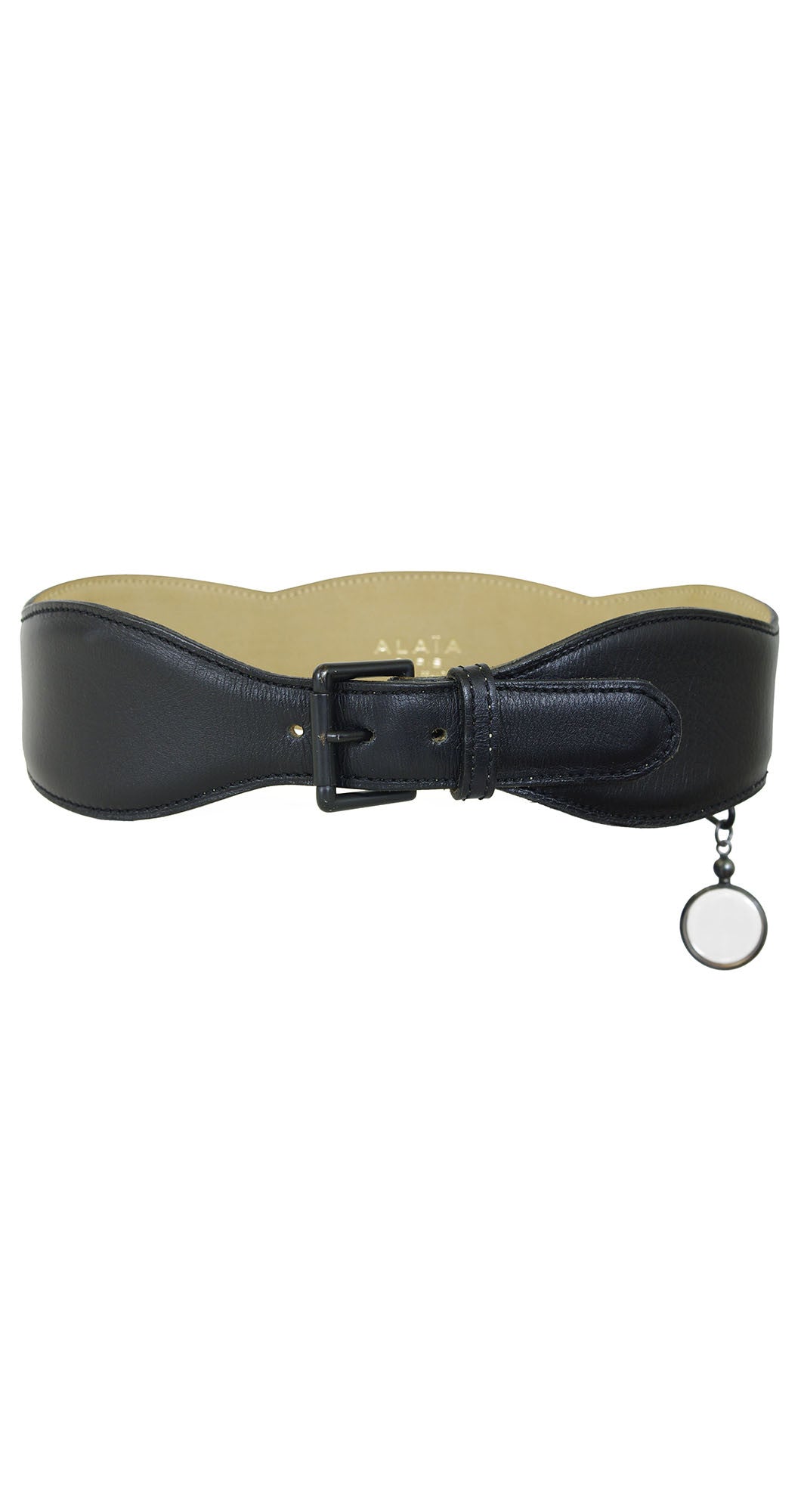 Black Leather Heart & Magnifying Glass Belt