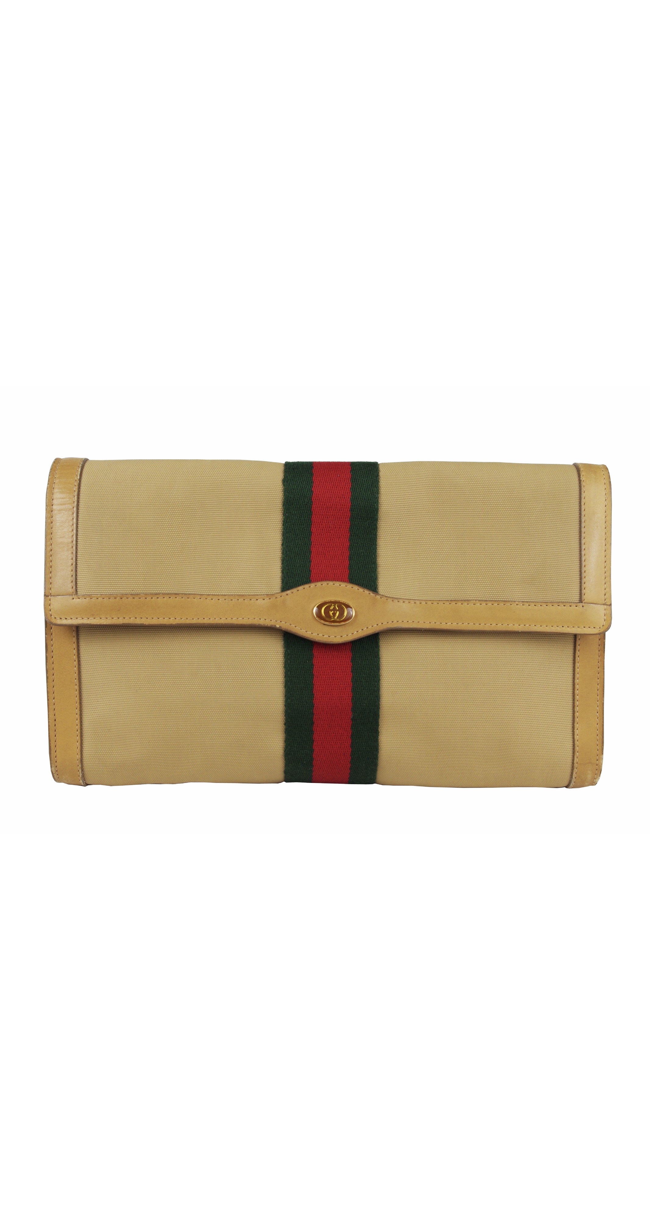 1980s Red & Green Stripe Canvas Clutch
