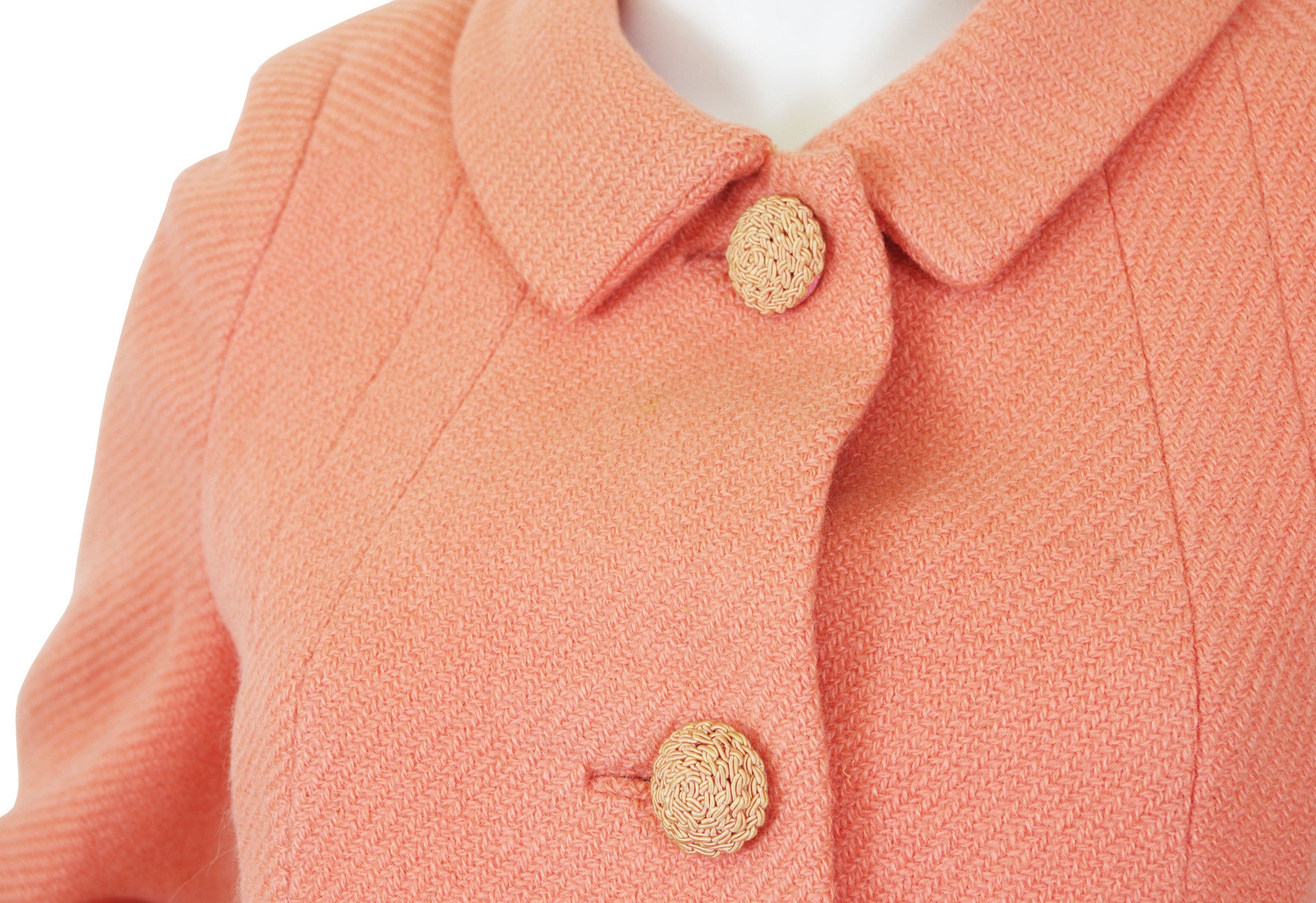 Couture Rare 1960s Pink Wool Skirt Suit
