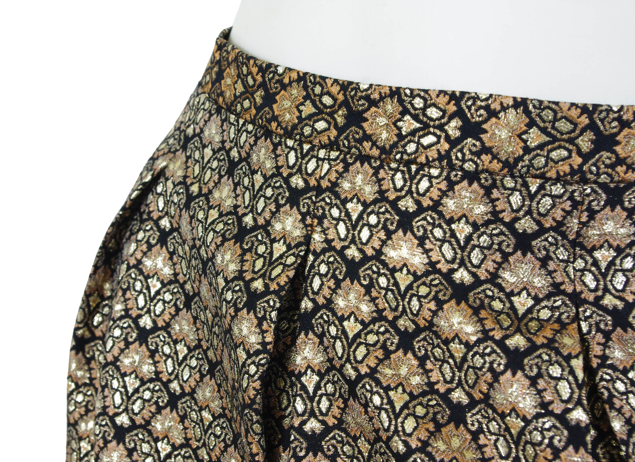 1960s Floral Metallic Brocade Evening Skirt