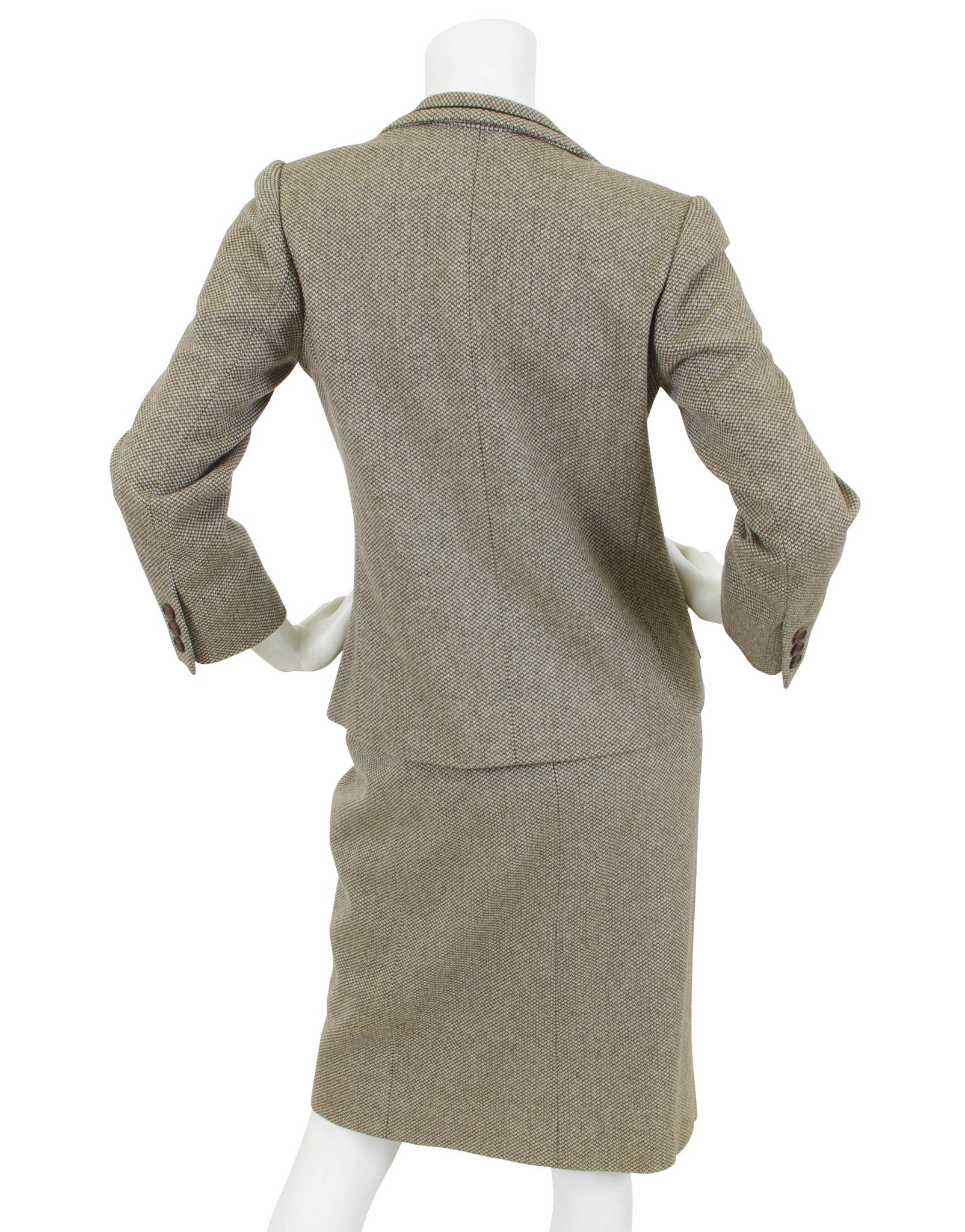 1975 F/W Haute Couture Brown Wool Skirt Suit