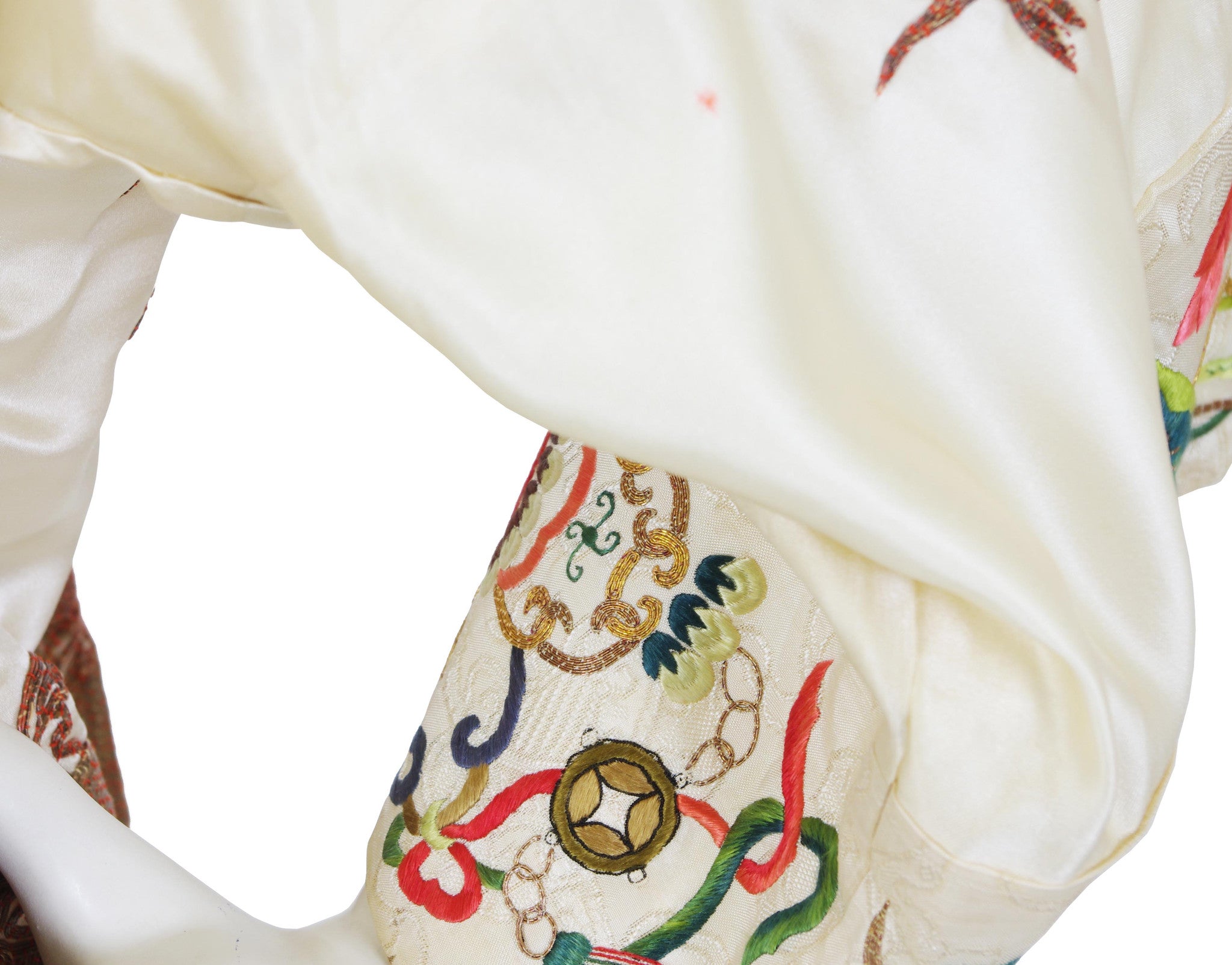 1930s Asian Silk Embroidered Bronze Couching Mandarin Jacket