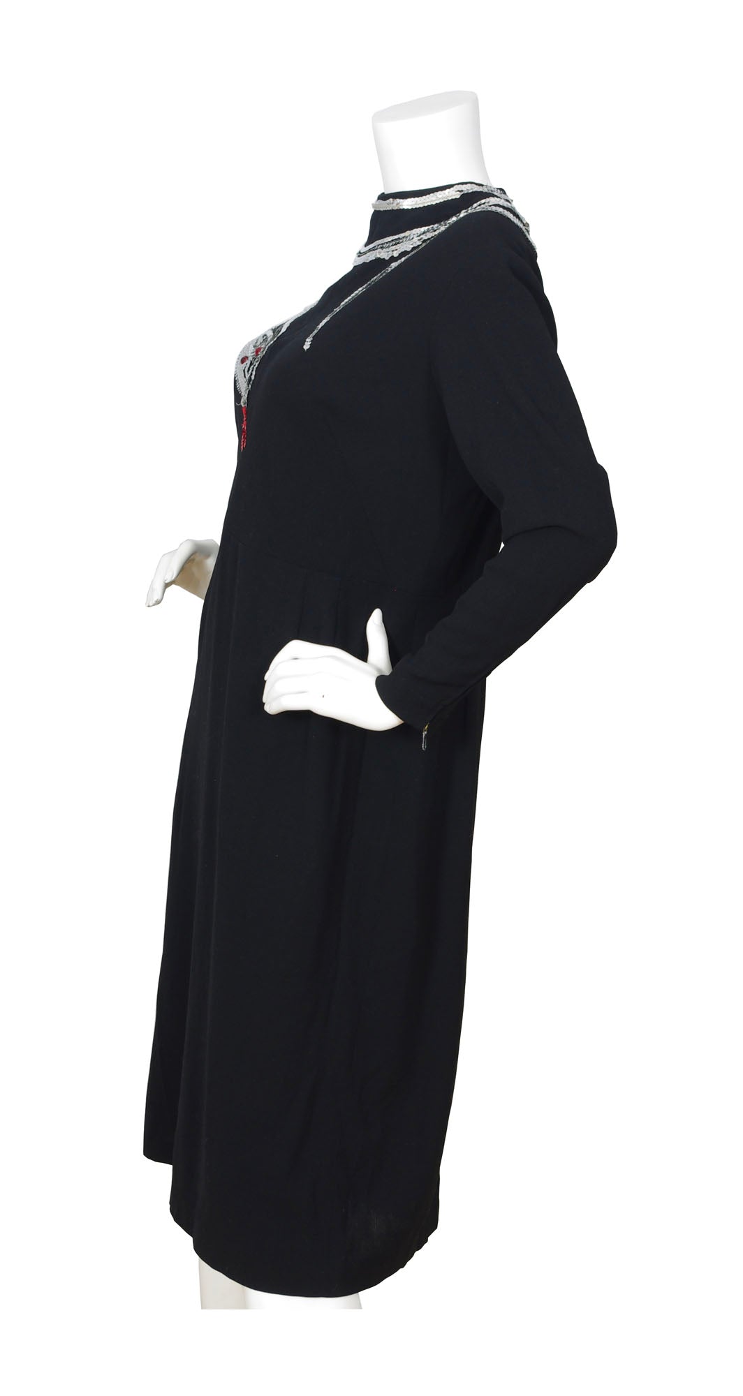 Dazzling Sequin Snake Black Crepe Dress