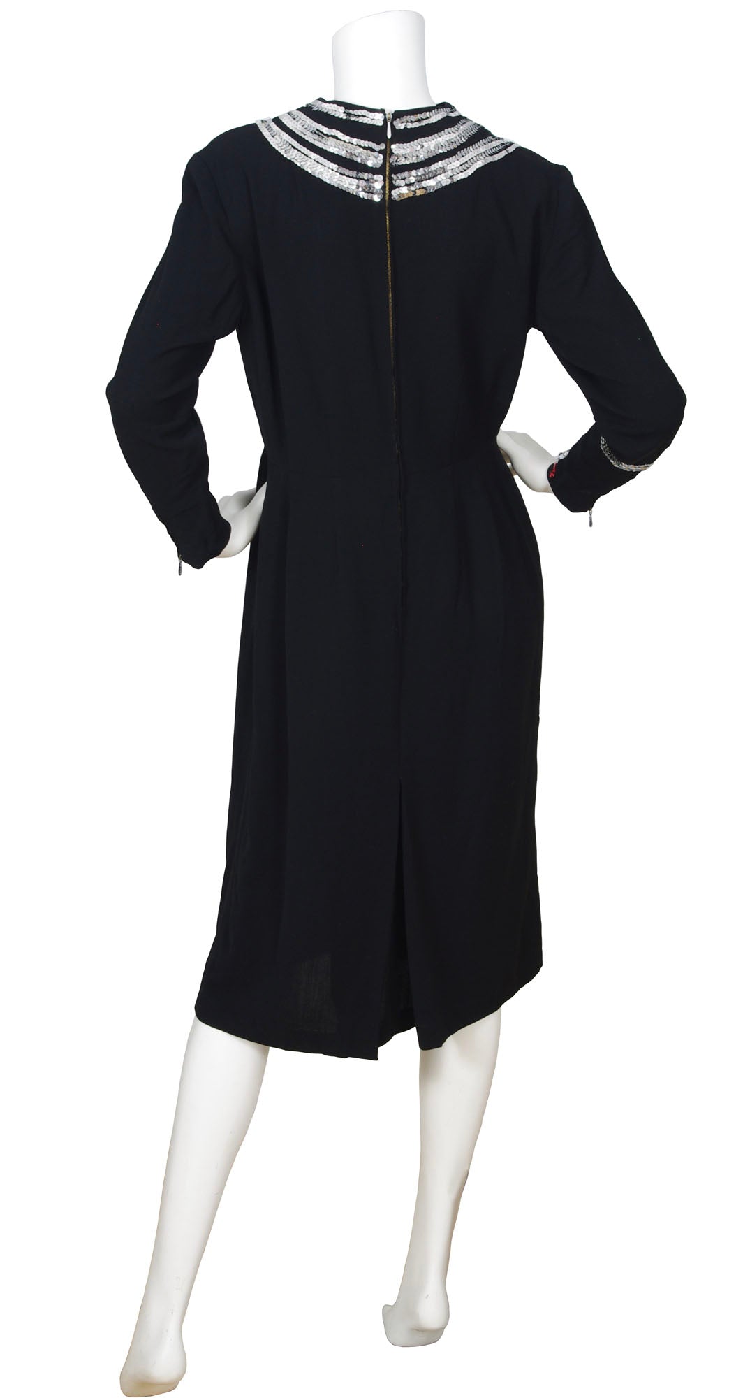 Dazzling Sequin Snake Black Crepe Dress