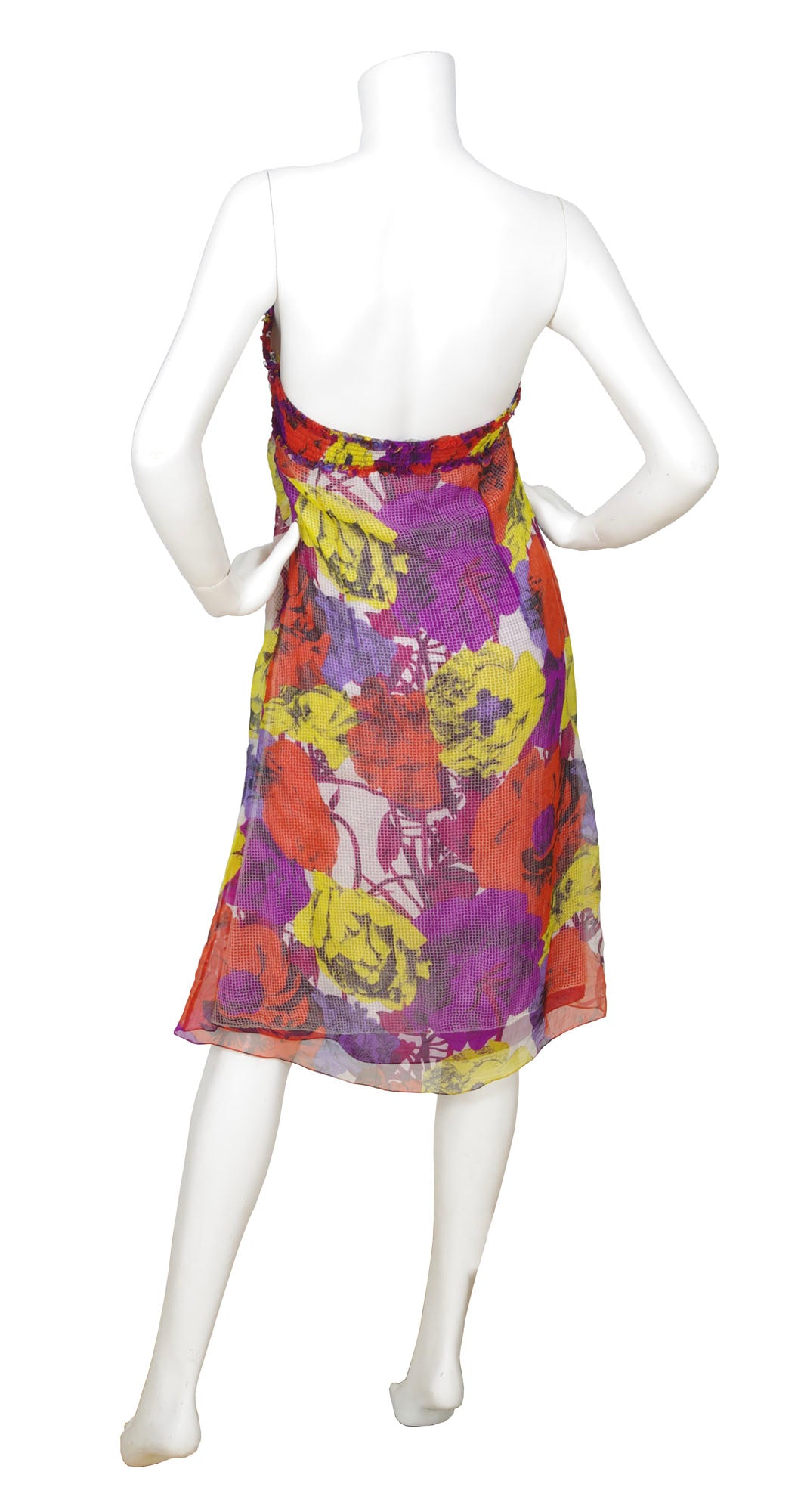 2002 S/S Documented Runway Floral Pop Art Chiffon Tube Dress