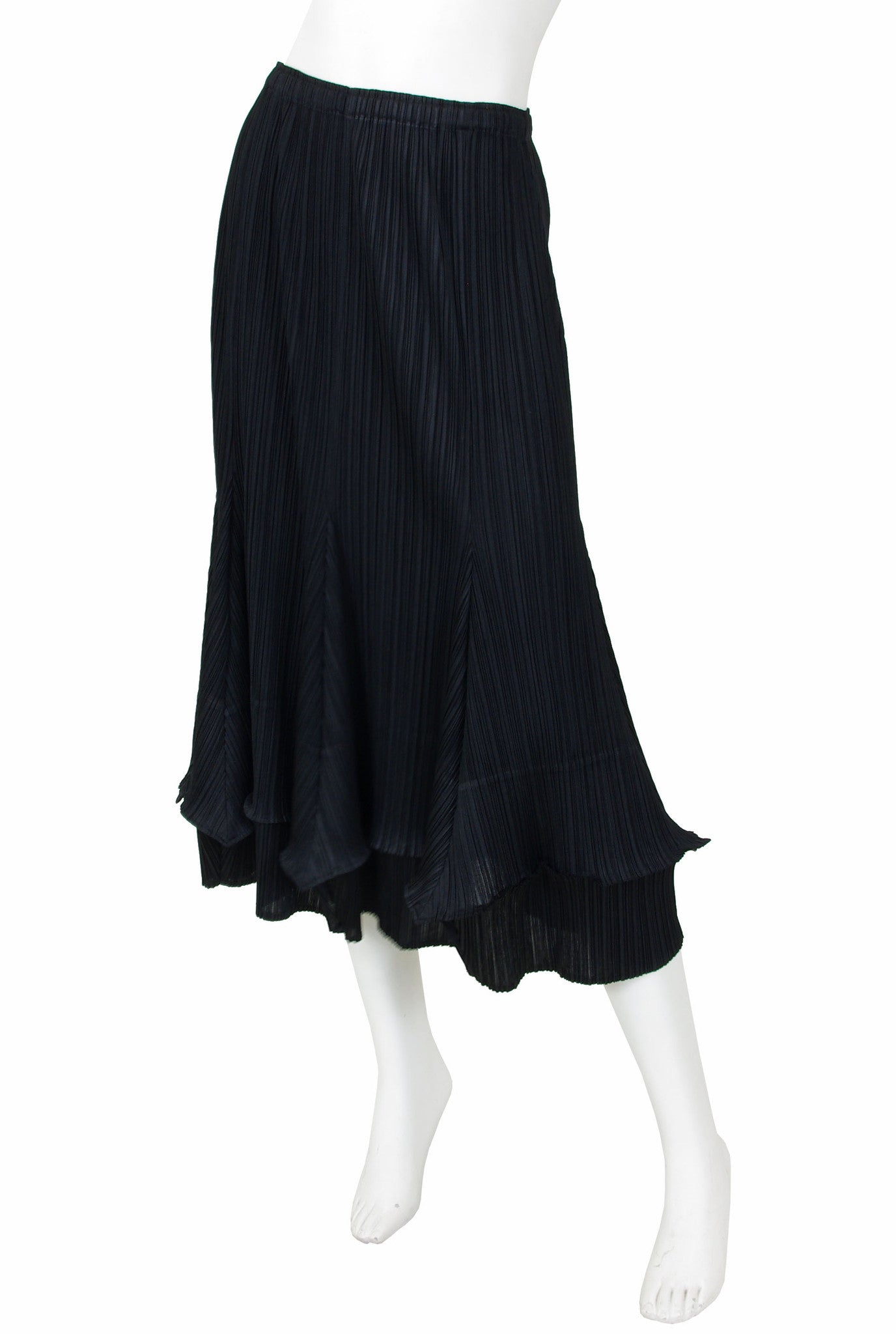 Pleats Please Black Geometric Hem Skirt