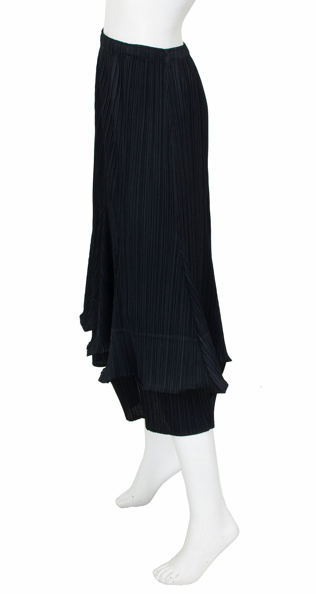 Pleats Please Black Geometric Hem Skirt