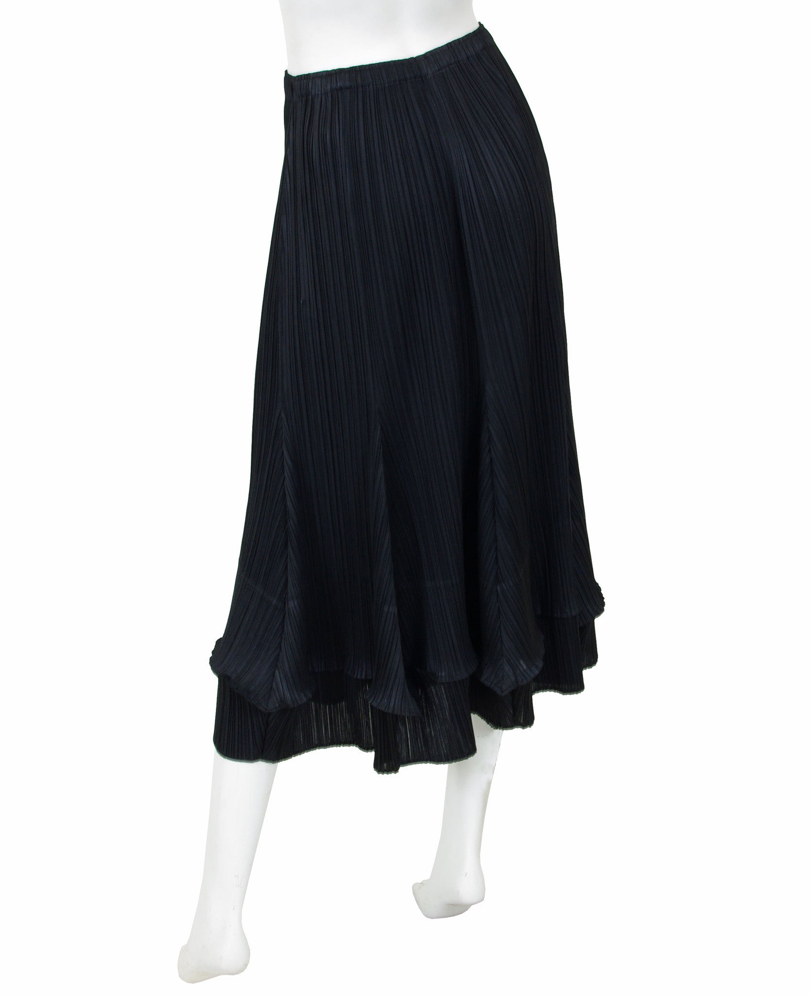 Pleats Please Black Geometric Hem Skirt