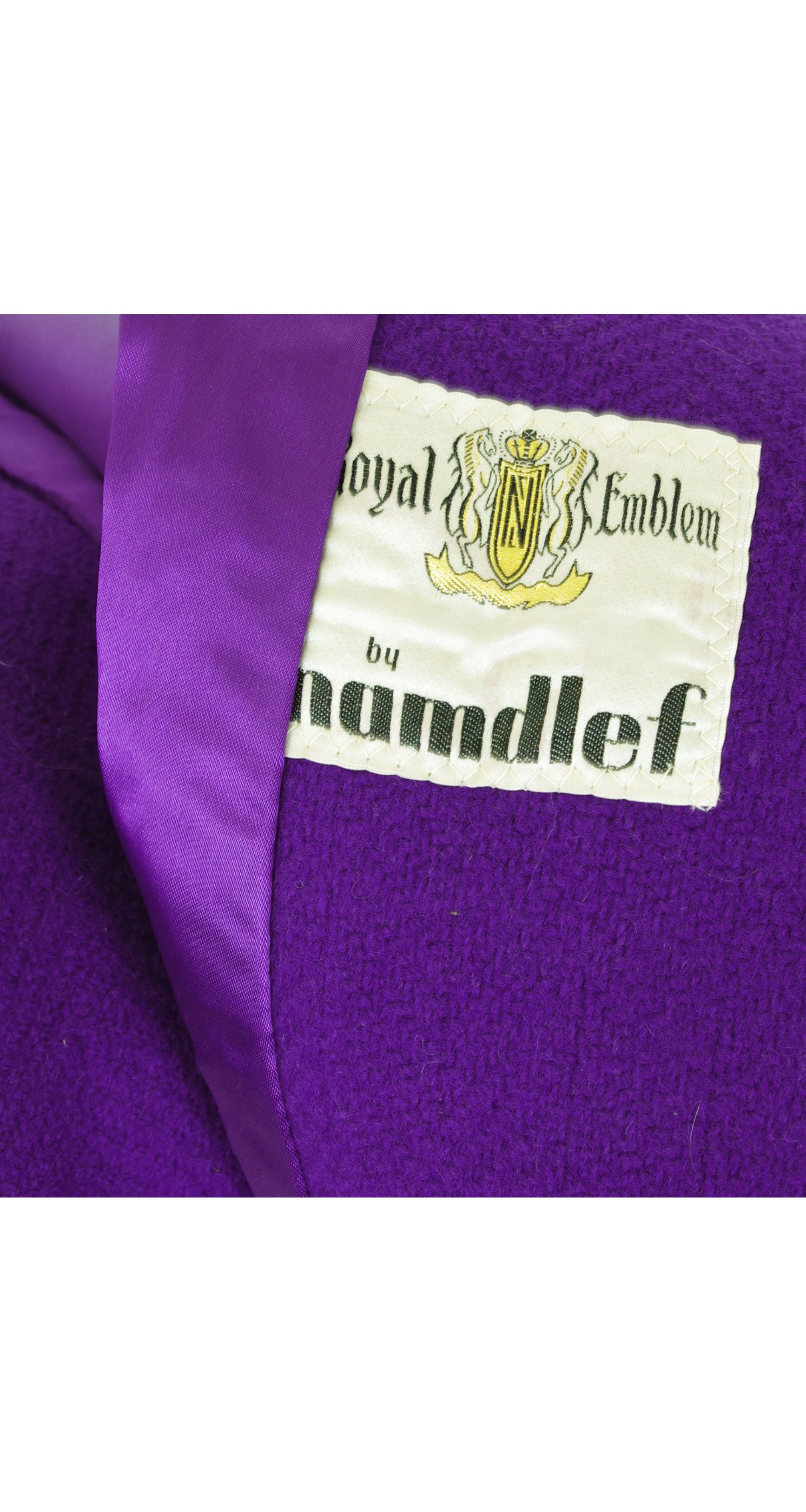 1960s Mod Fur Collar Purple Wool Coat