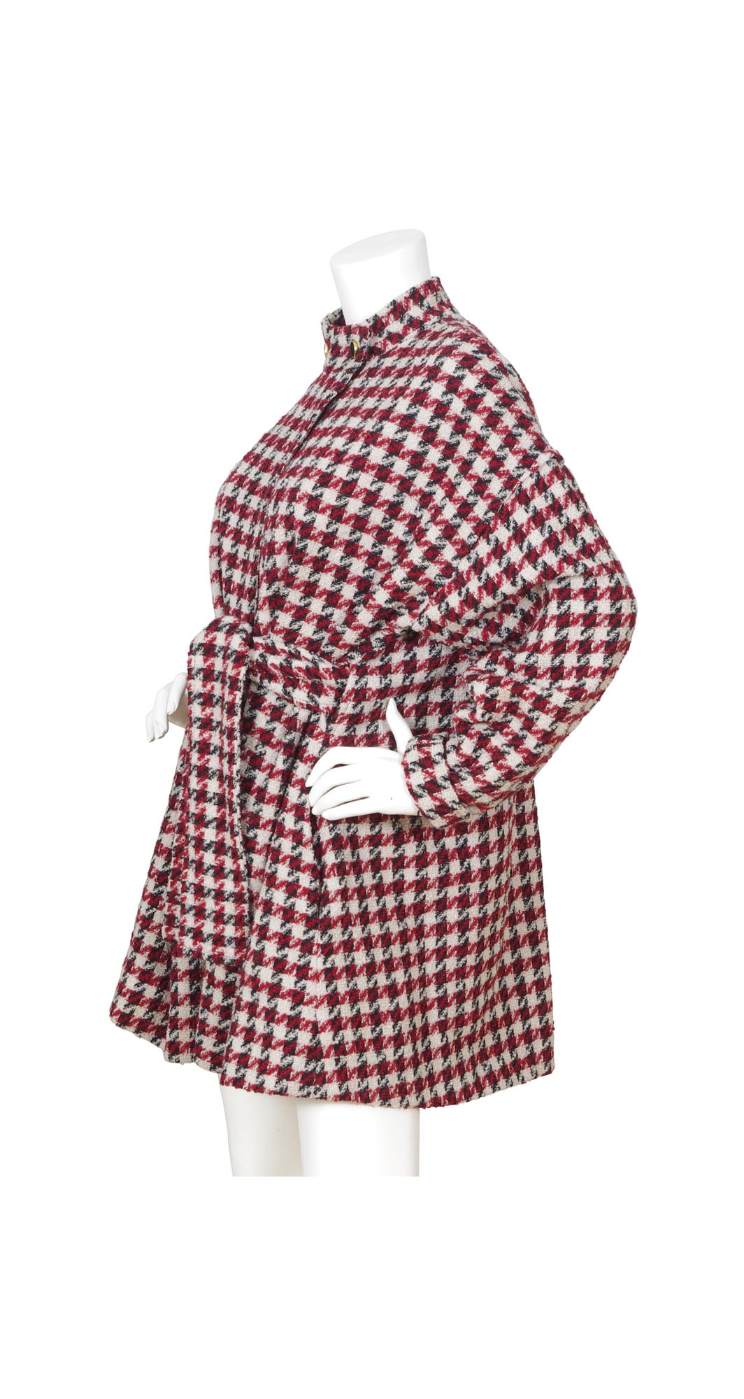 1980s Houndstooth Wool Swing Back Coat