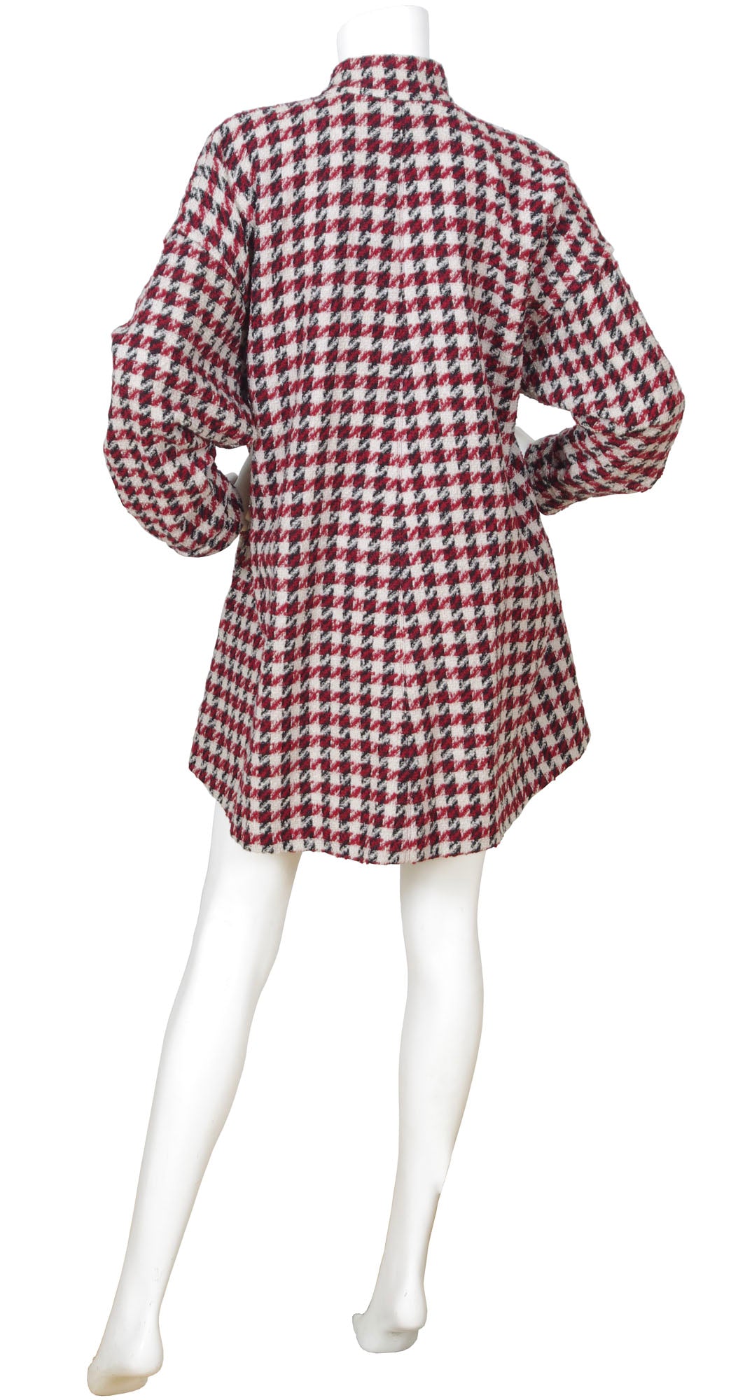 1980s Houndstooth Wool Swing Back Coat