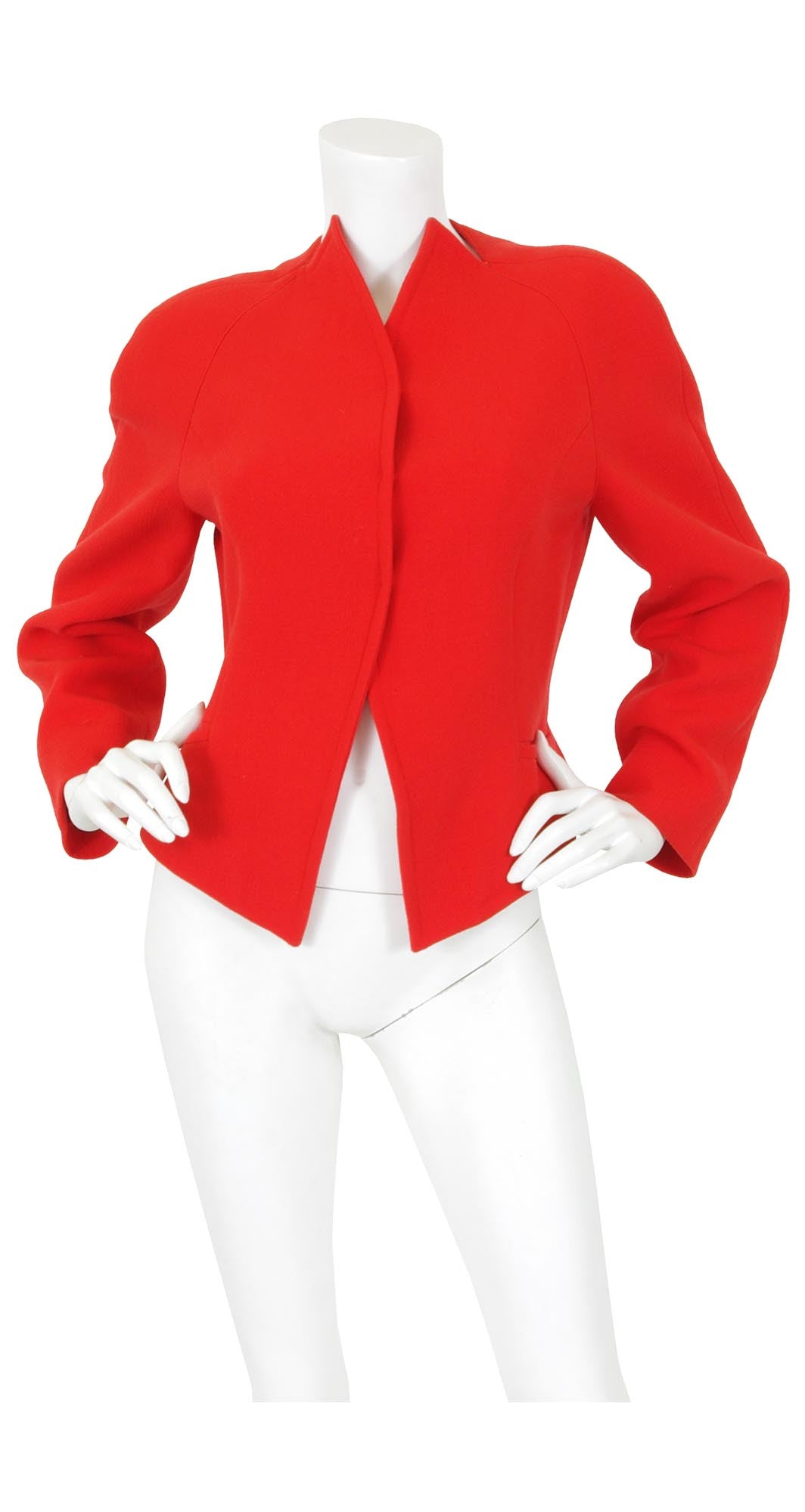 1989 F/W Runway Vibrant Orange Wool Pointed Collar Jacket