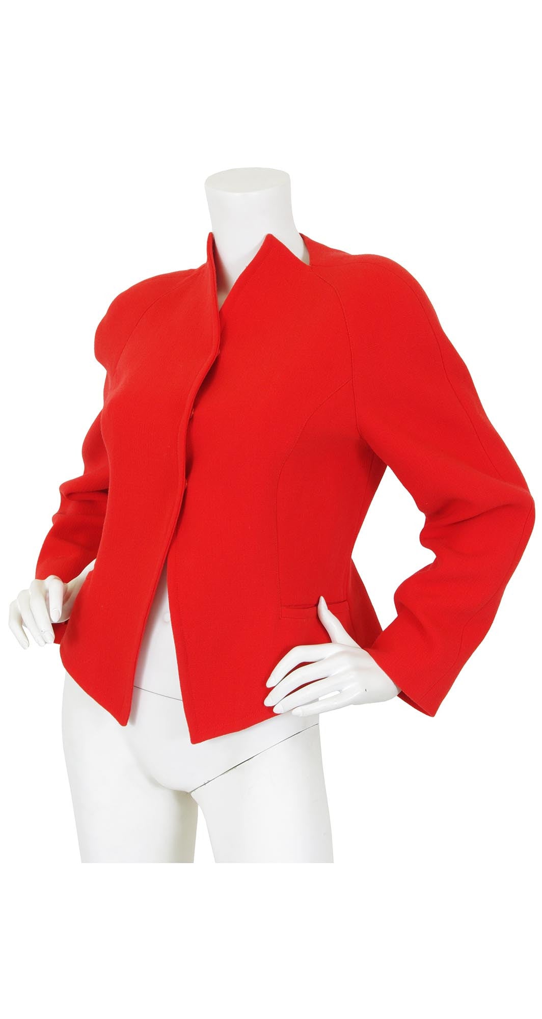 1989 F/W Runway Vibrant Orange Wool Pointed Collar Jacket