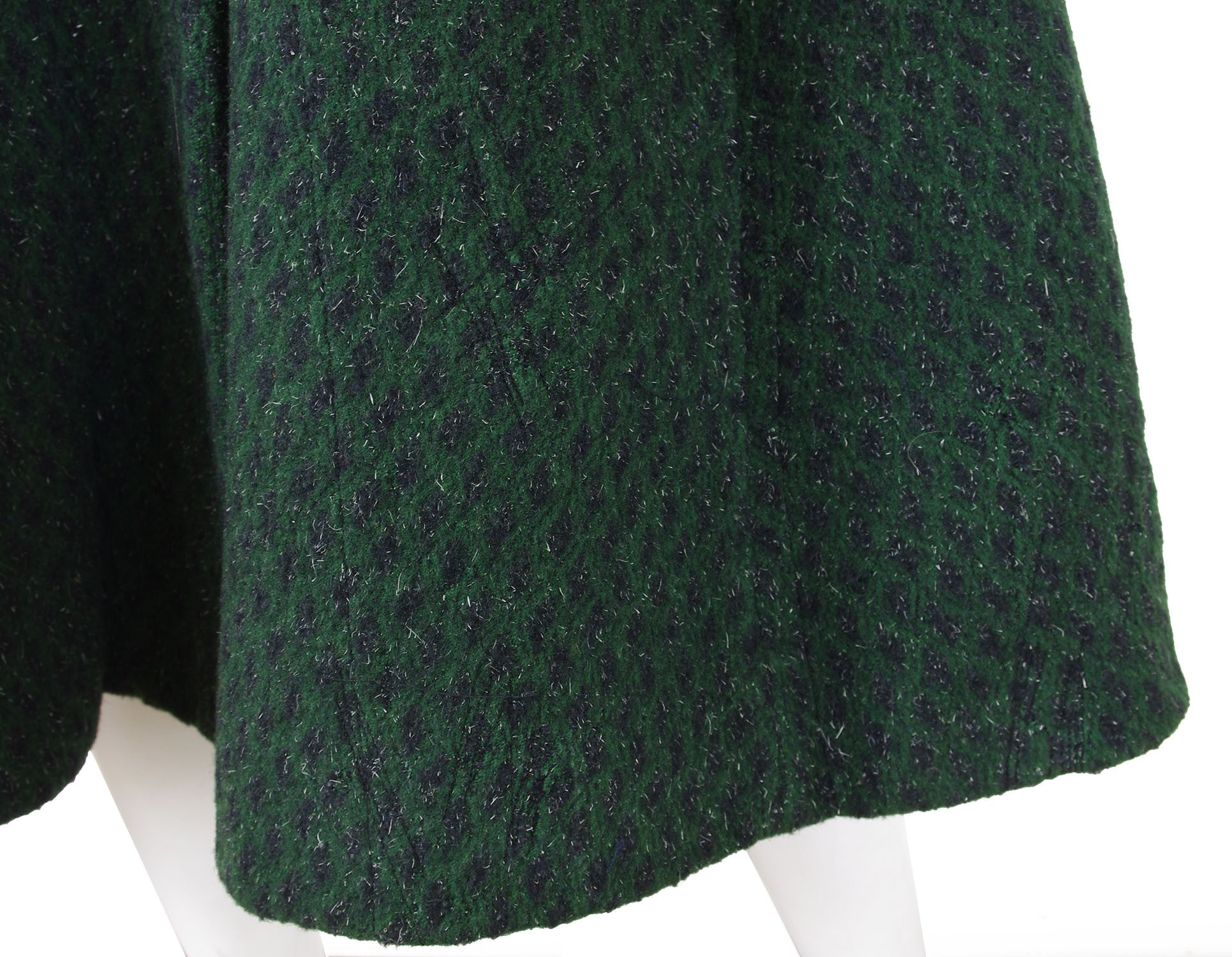 Early 1950's Iconic Lantern Sleeve Dark Green Wool Coat