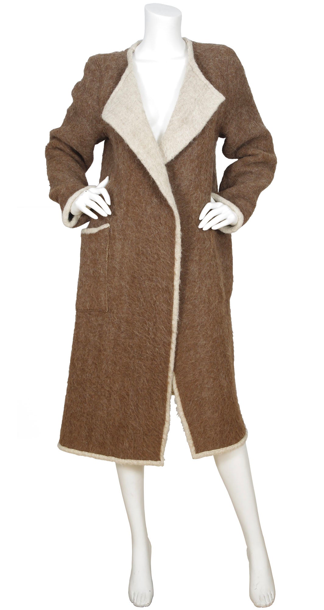 1970s Rare Brown Wool Oversized Blanket Coat