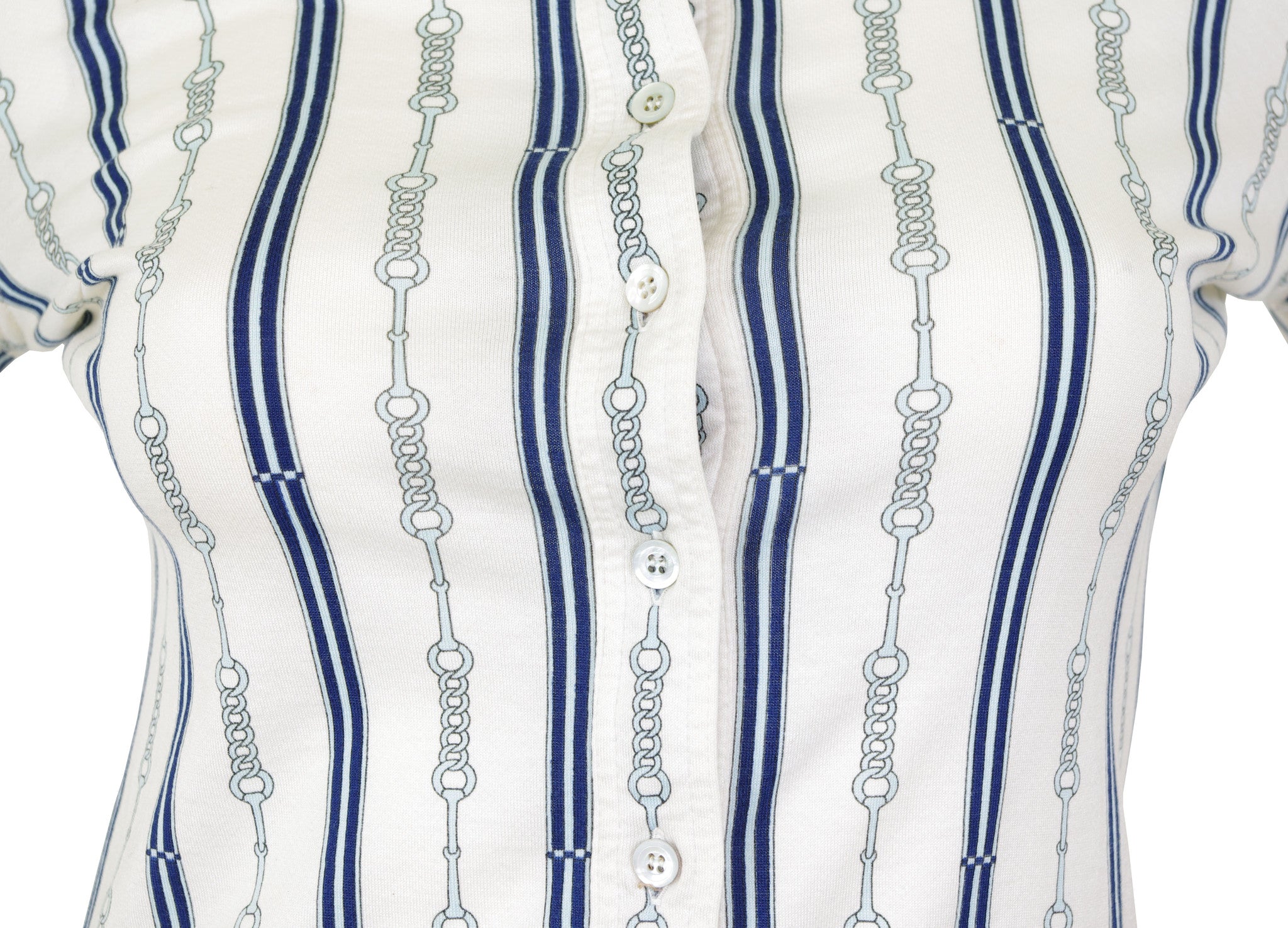 1970s White Mako Cotton Chainlink Blouse