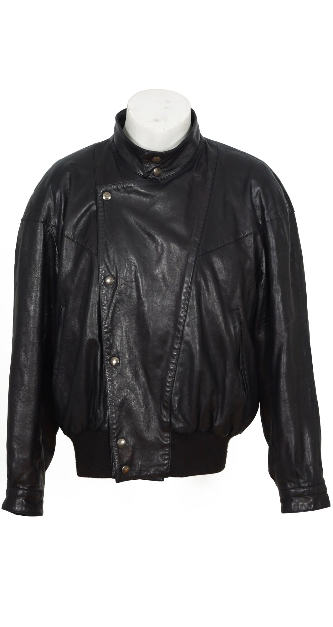 1980s Men's Ideal Cuir Black Leather Jacket