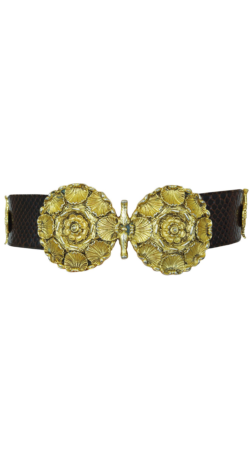 French 1970's Snakeskin Heavy Metal Statement Belt