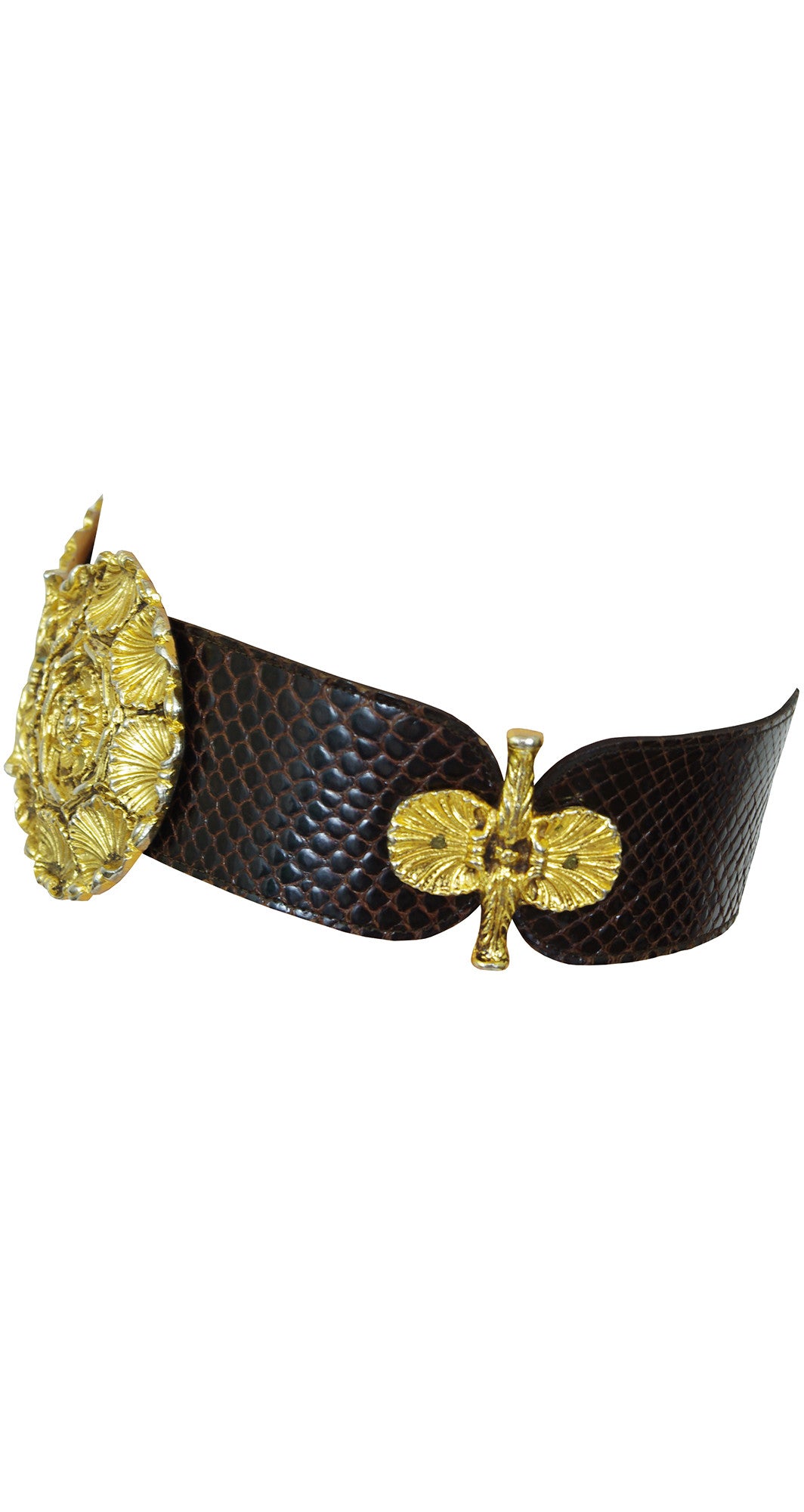 French 1970's Snakeskin Heavy Metal Statement Belt