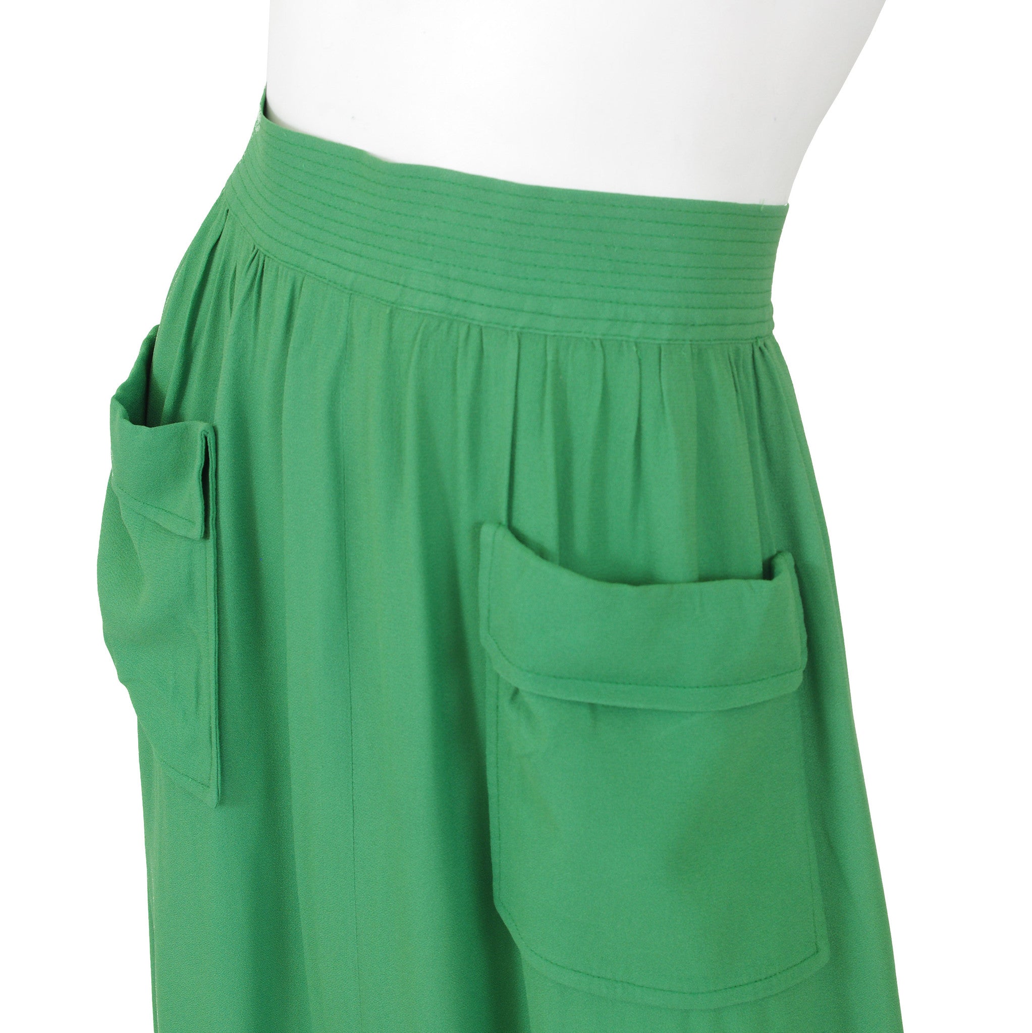 Early 1970s Green Crepe Maxi Skirt