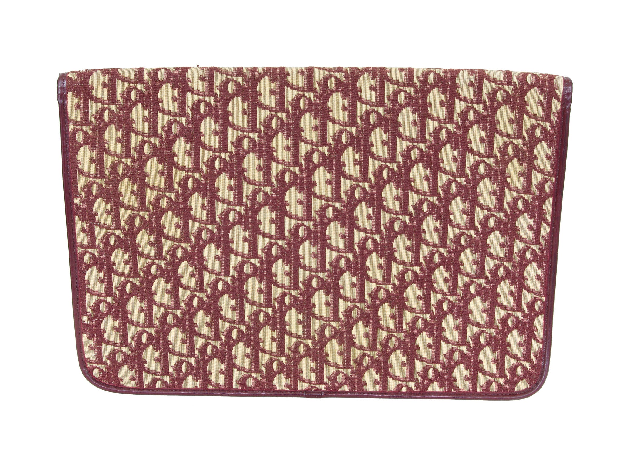 1970s Burgundy Monogram Canvas Envelope Clutch