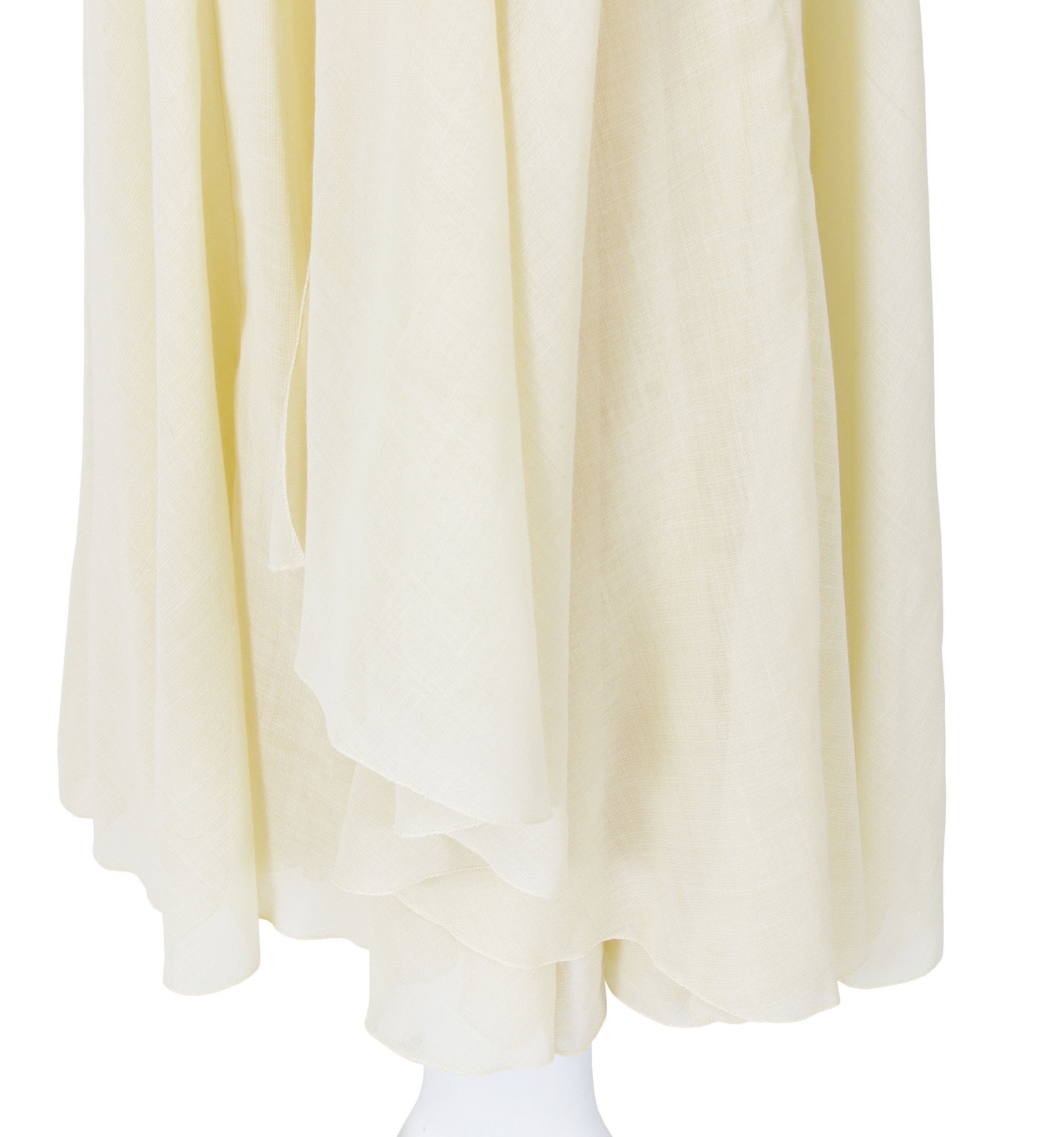 1970s Flowy Cream Gauze High Waisted Midi Skirt