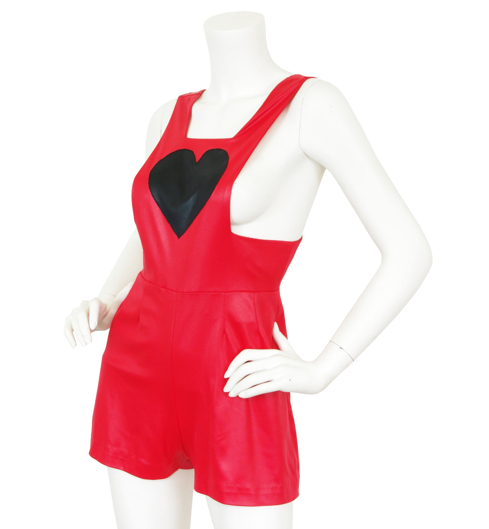 c. 1970 Red Heart Applique Wet Look Romper
