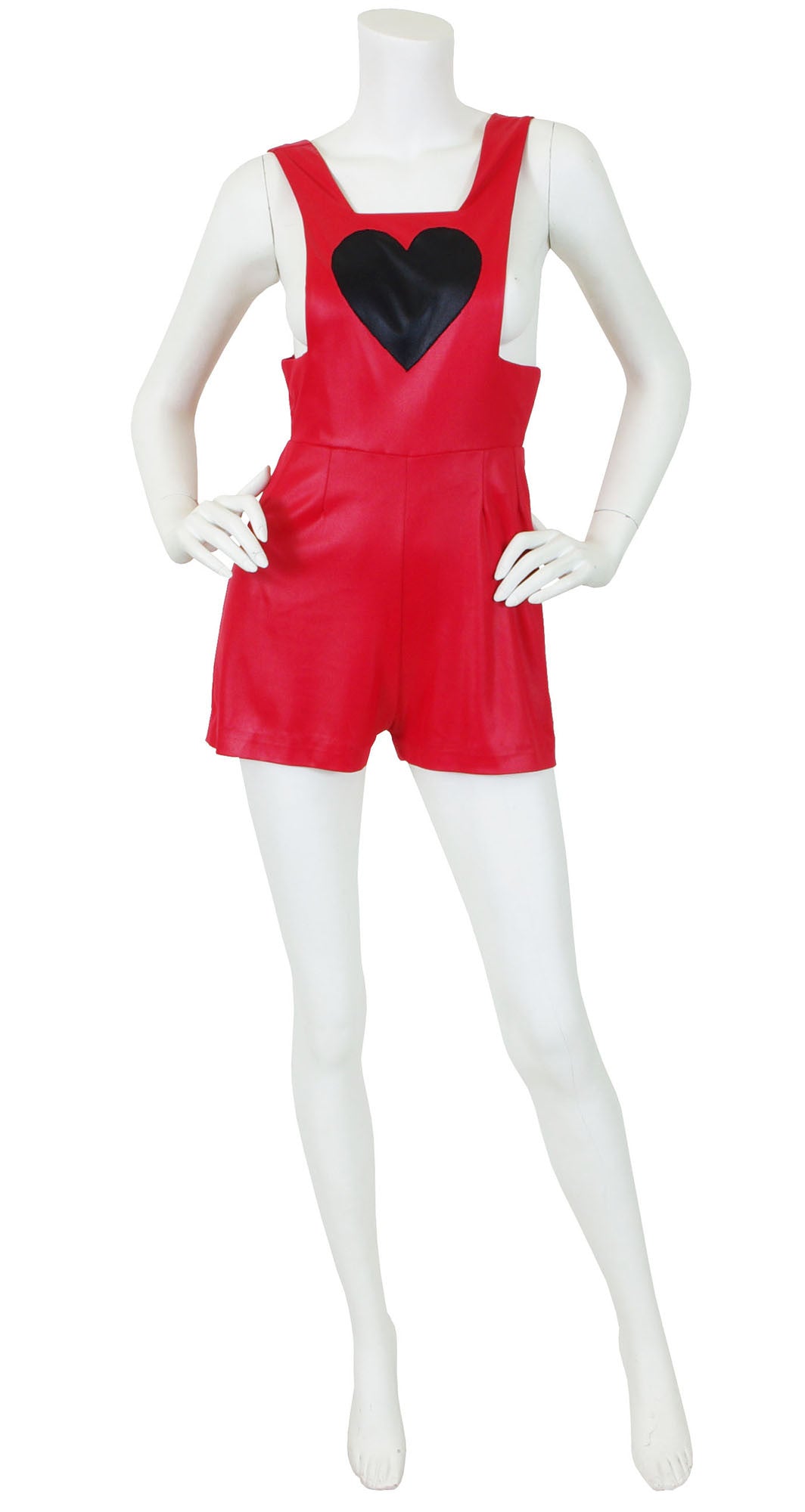 c. 1970 Red Heart Applique Wet Look Romper