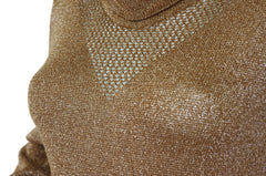 1970s Copper Metallic Knit Jumpsuit