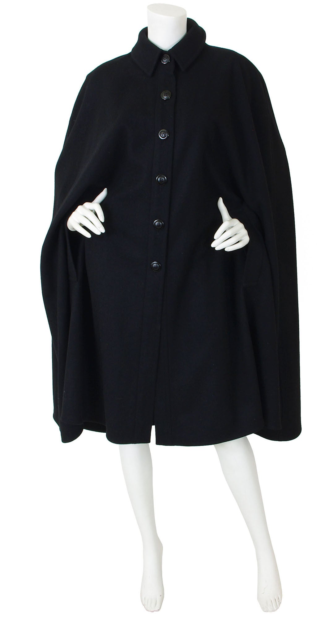 1970's Deadstock Black Wool Cape