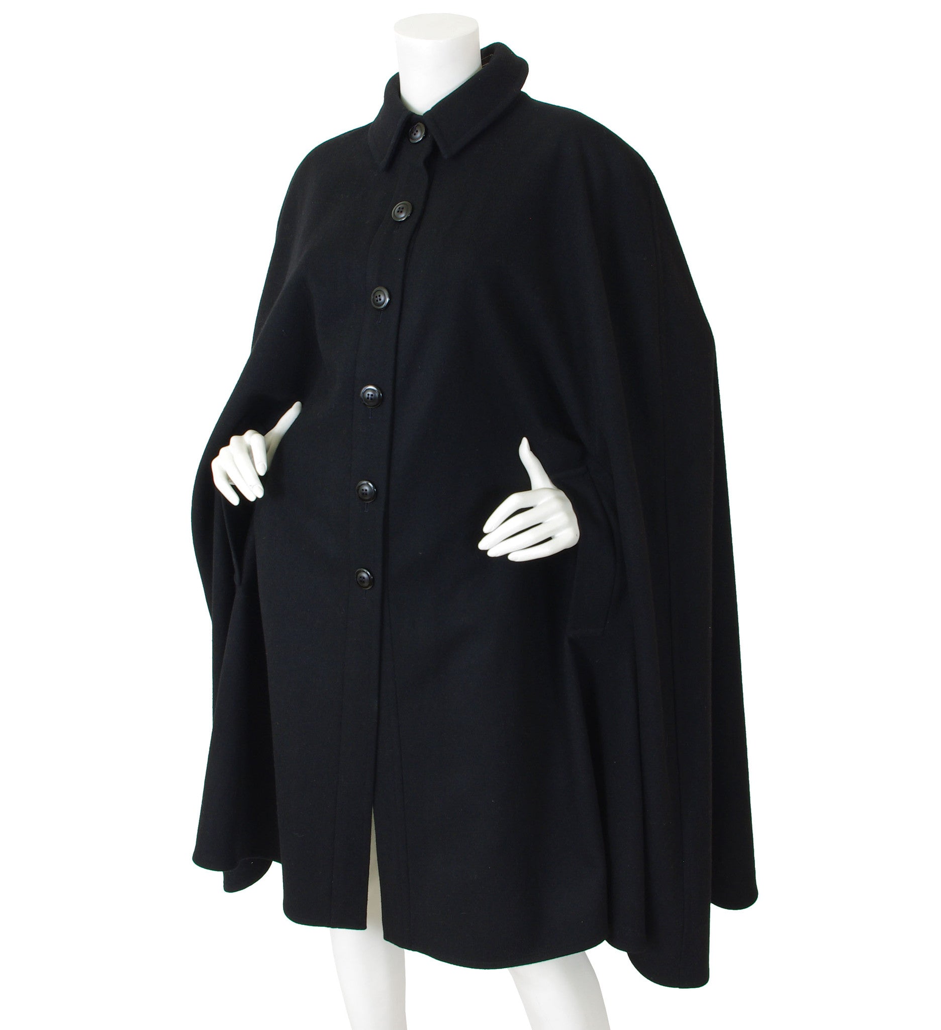 1970's Deadstock Black Wool Cape