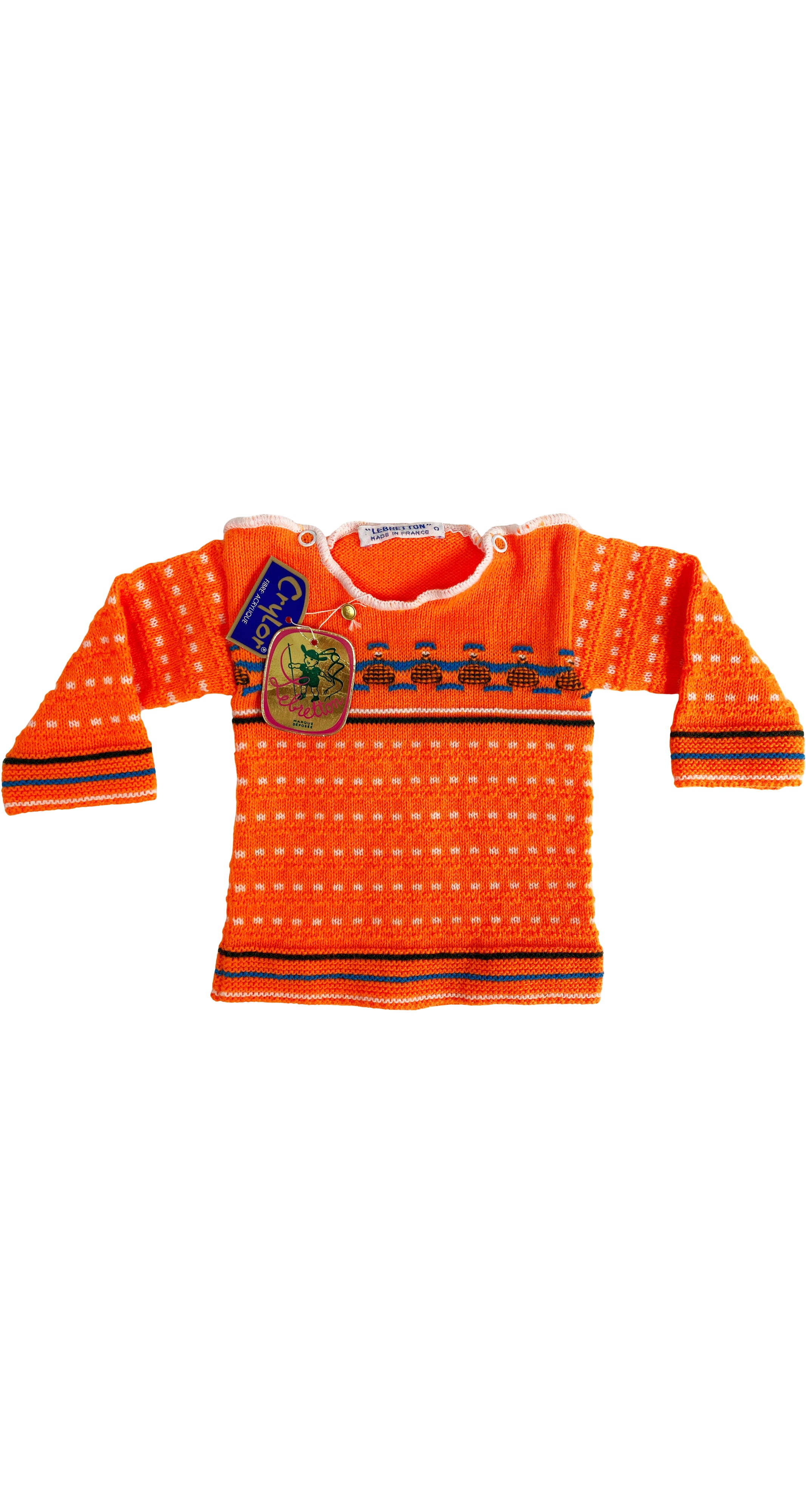 1970s NOS Neon Orange Sweater 6M