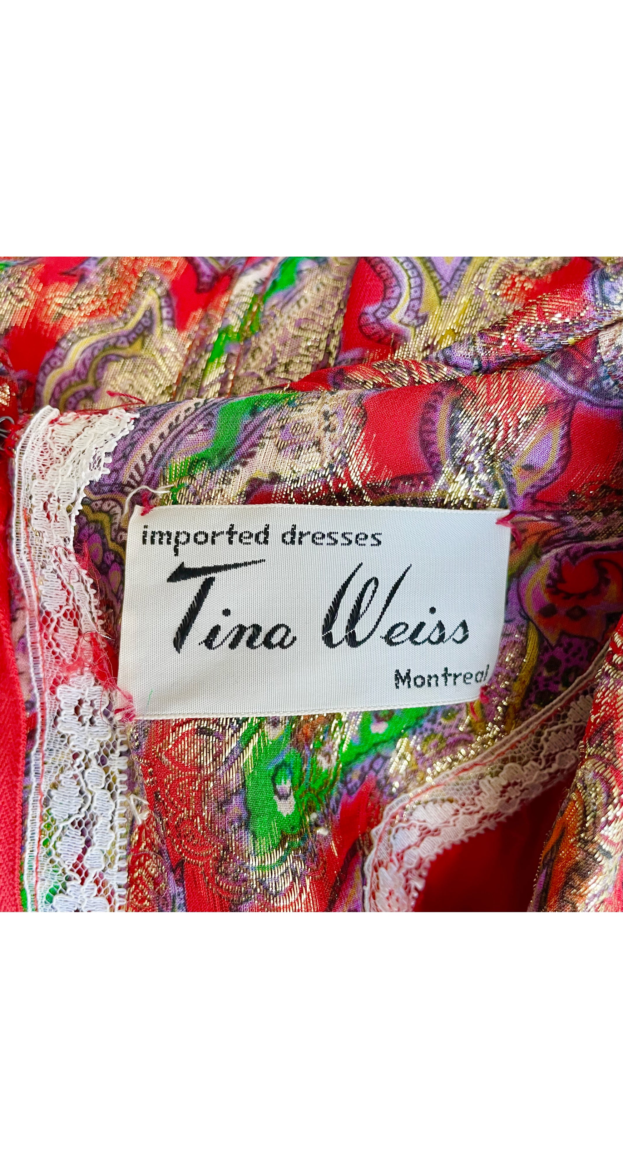 1960s Lurex Paisley Hostess Collared Romper Set