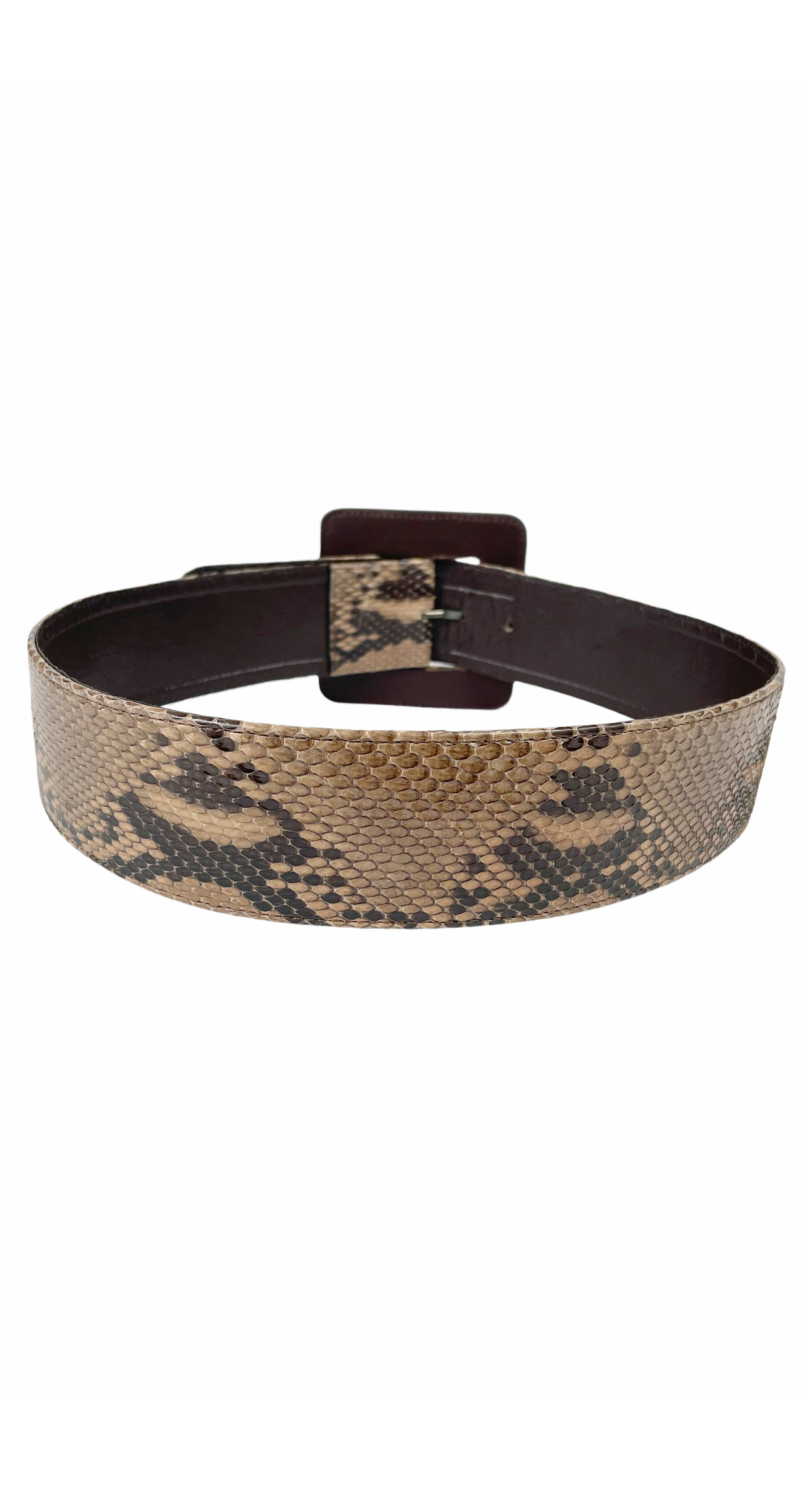 1980s Python Skin Wide Waist Belt