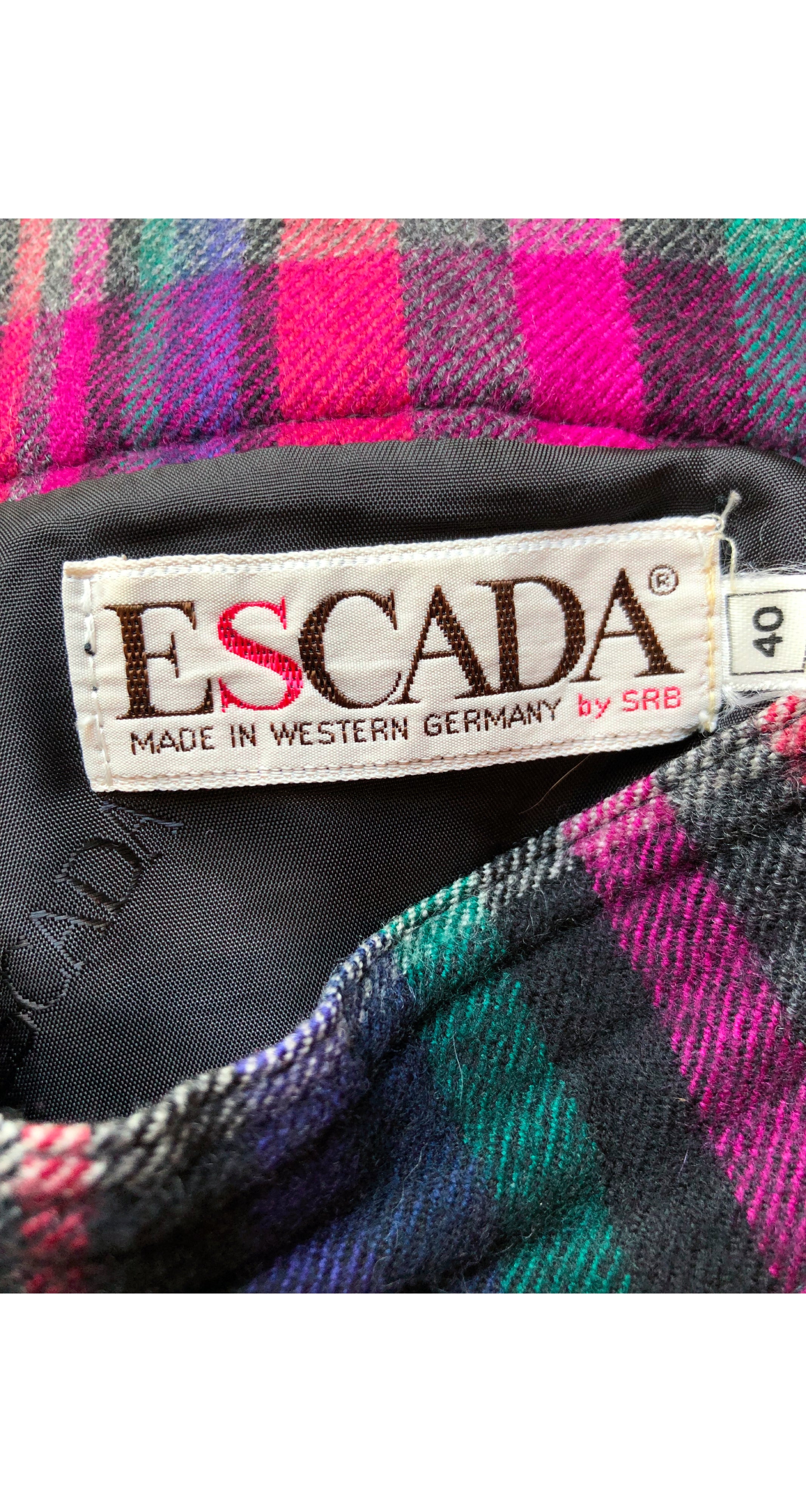 1980s Plaid Wool High-Waisted Buckle Skirt