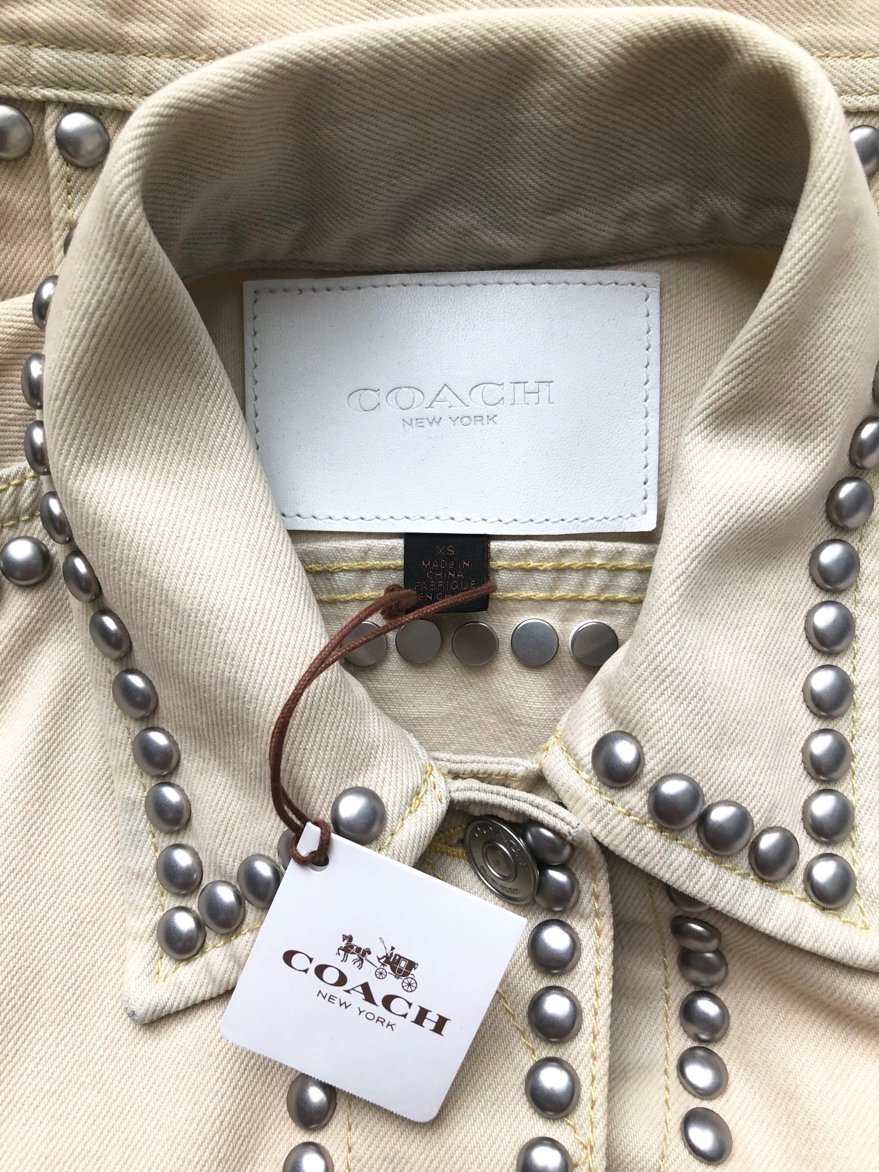 2015 S/S NWT Roncelli Style Studded Bleached Denim Jacket