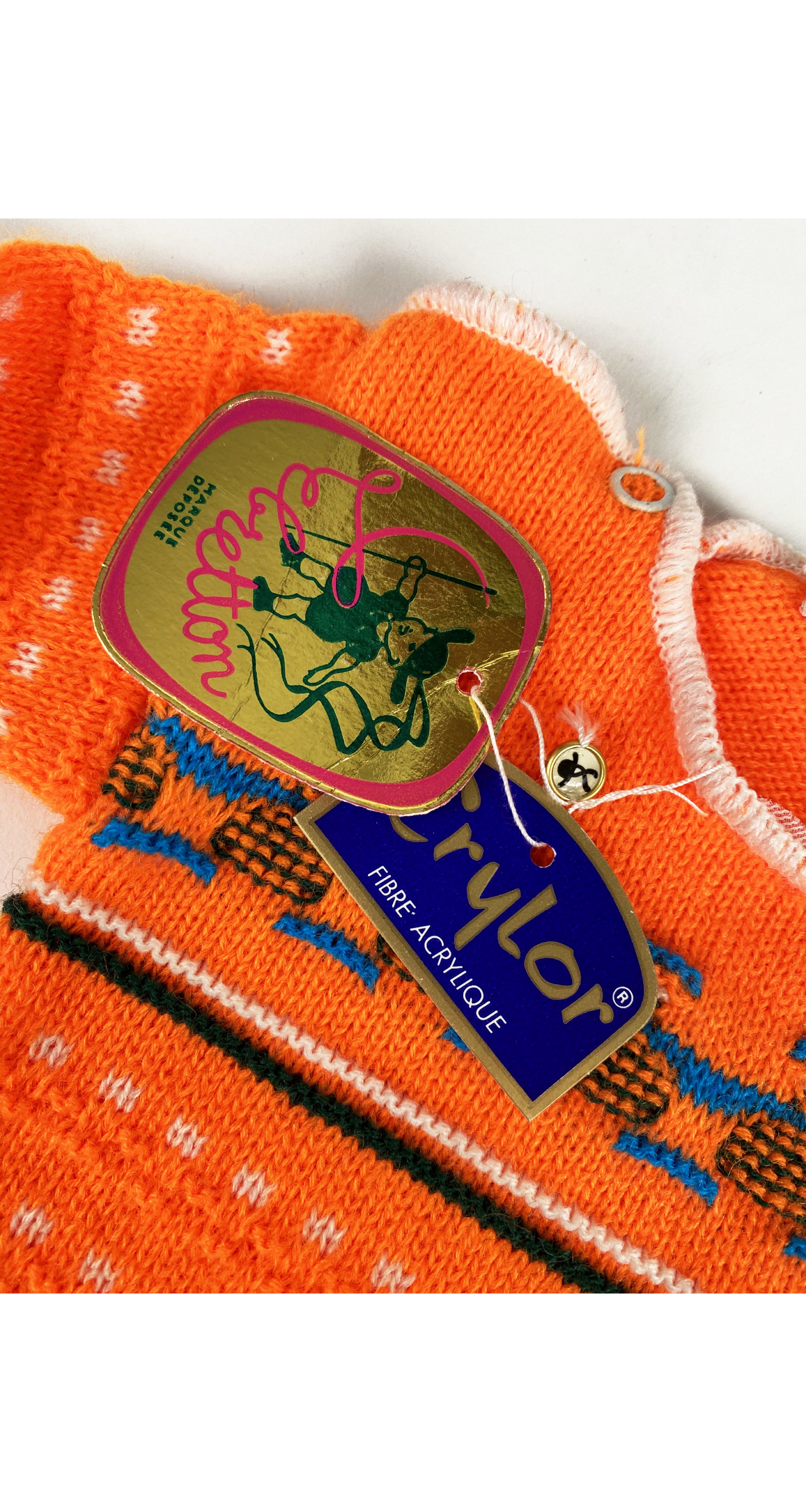 1970s NOS Neon Orange Sweater 6M